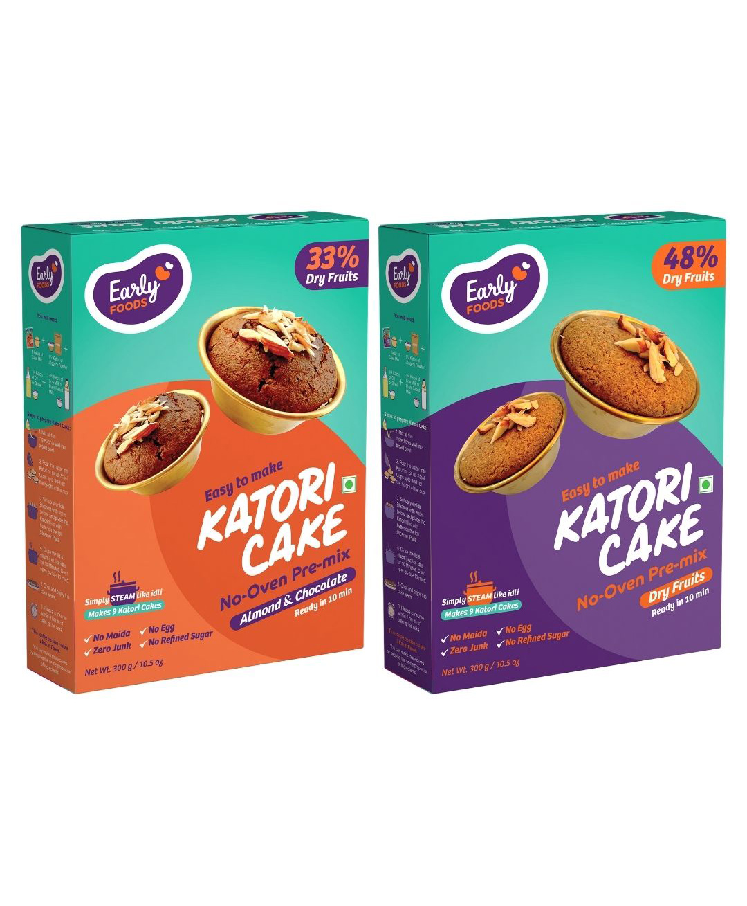 Early Foods Almond Choco & Dry Fruits Katori Cake Mix Pack of 2, 300g Each-picture-16