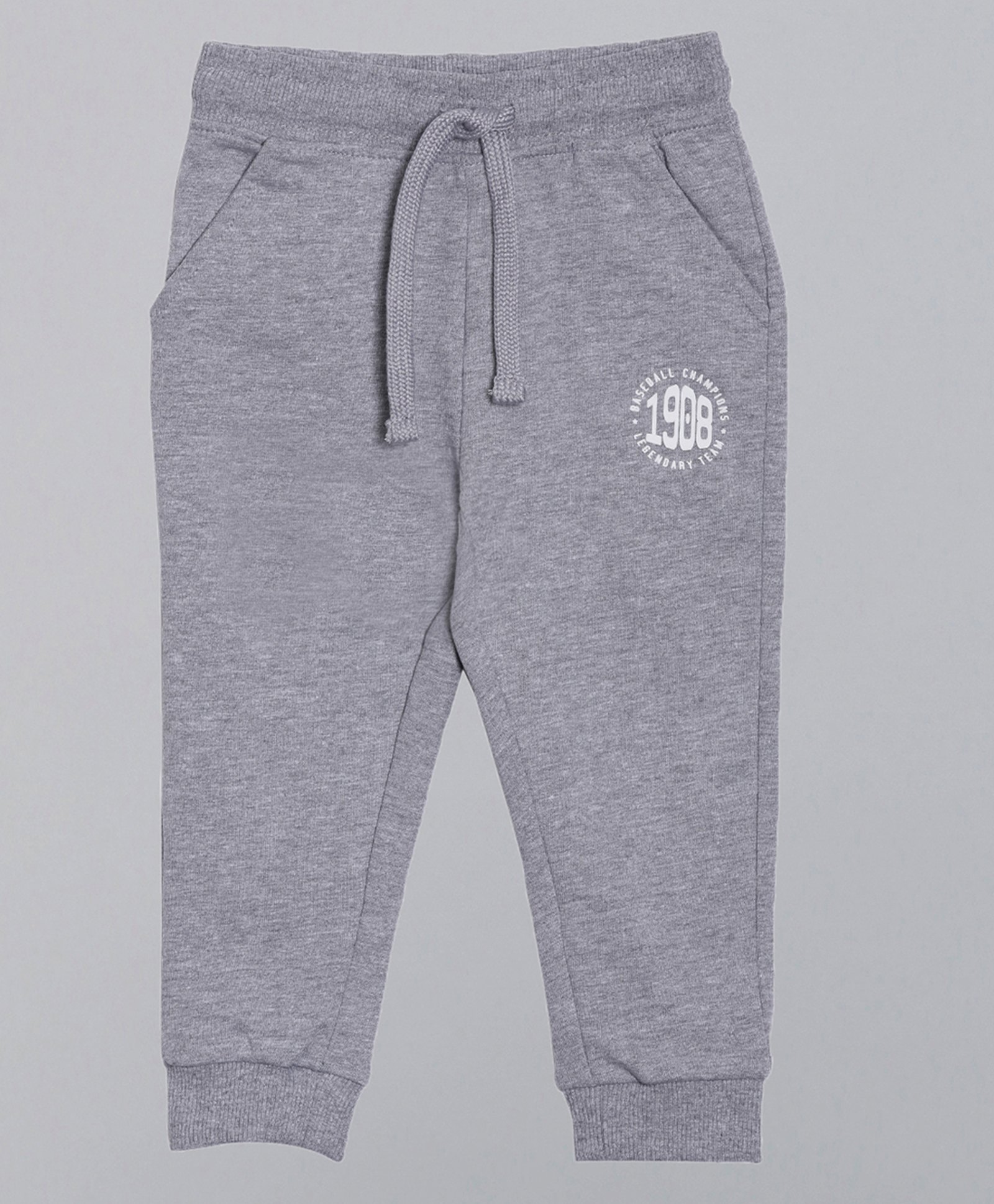 3PIN Cotton Legendary Team Text Printed Jogger - Grey Melange-picture-15