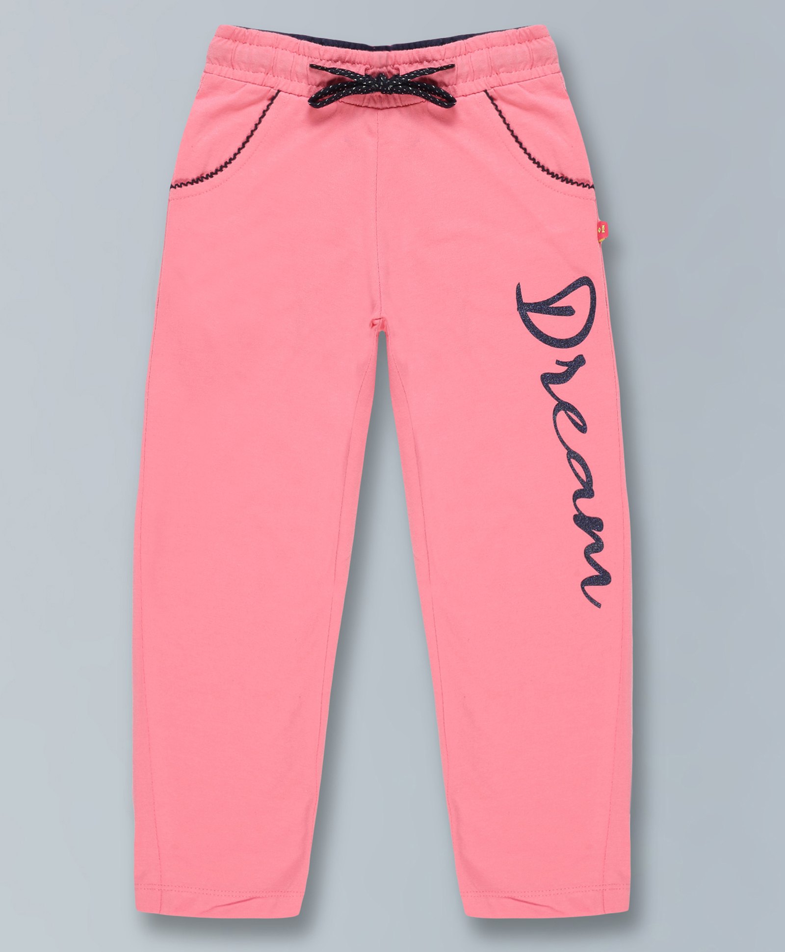 3PIN Cotton Full Length Dream Text Printed Joggers - Pink-image-40