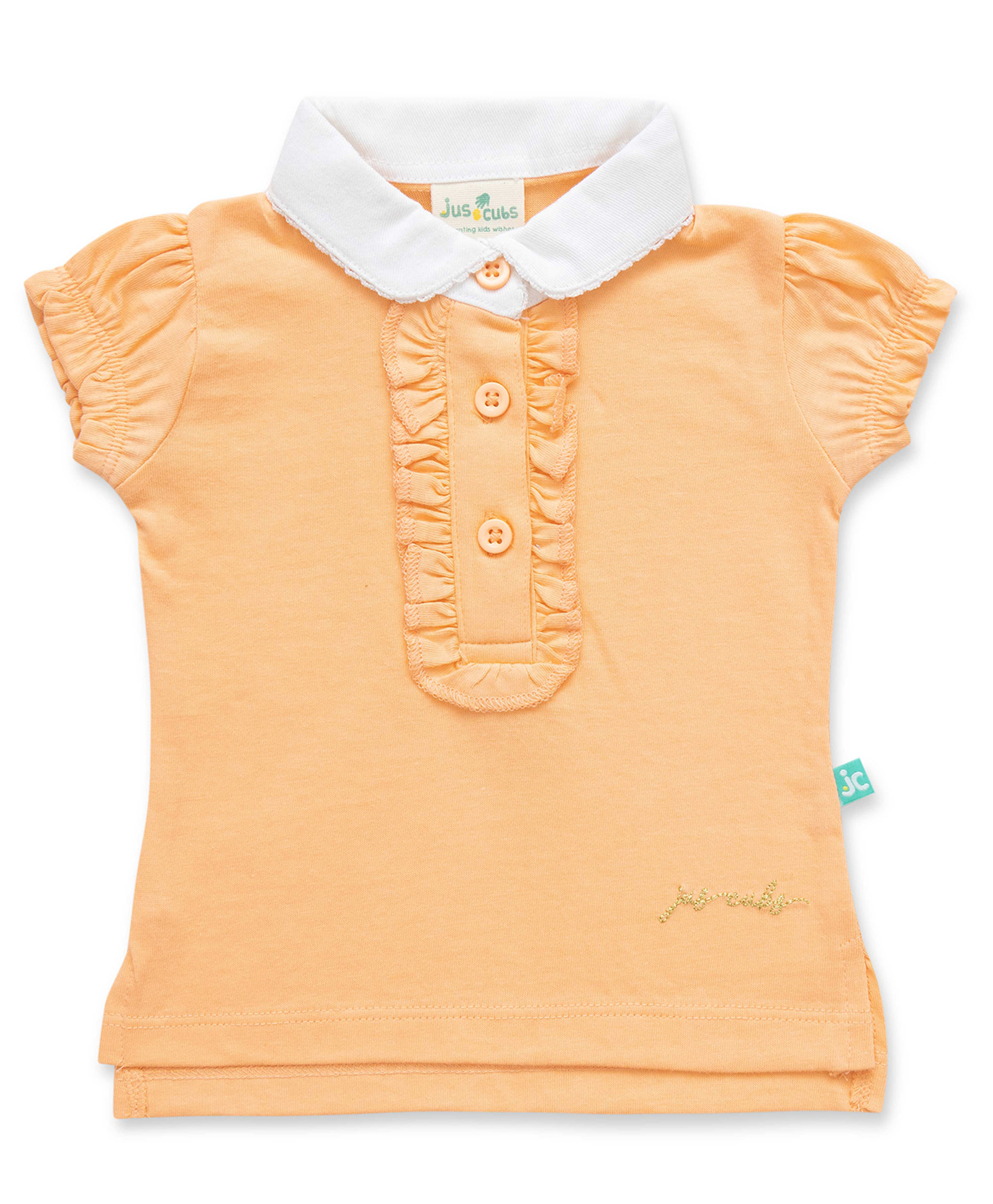 JusCubs Cotton Half Sleeves Solid Polo Tee - Orange-picture-18