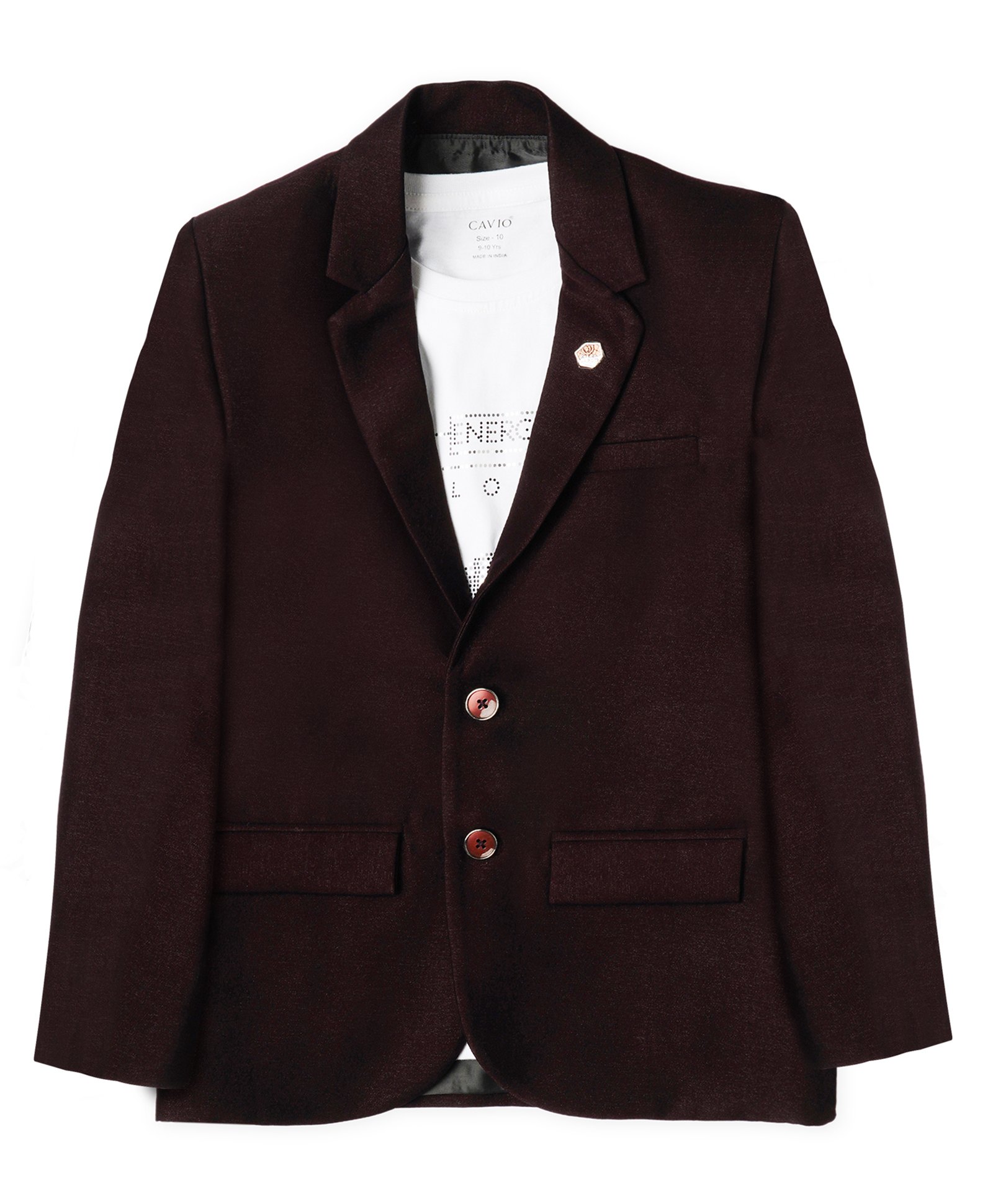 CAVIO Cotton Full Sleeves Solid Blazer With Stones Embellished Tee - Violet-picture-11
