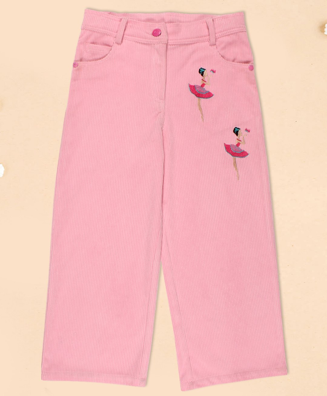 Cutecumber Full Length Solid Corduroy Pant - Pink-picture-18
