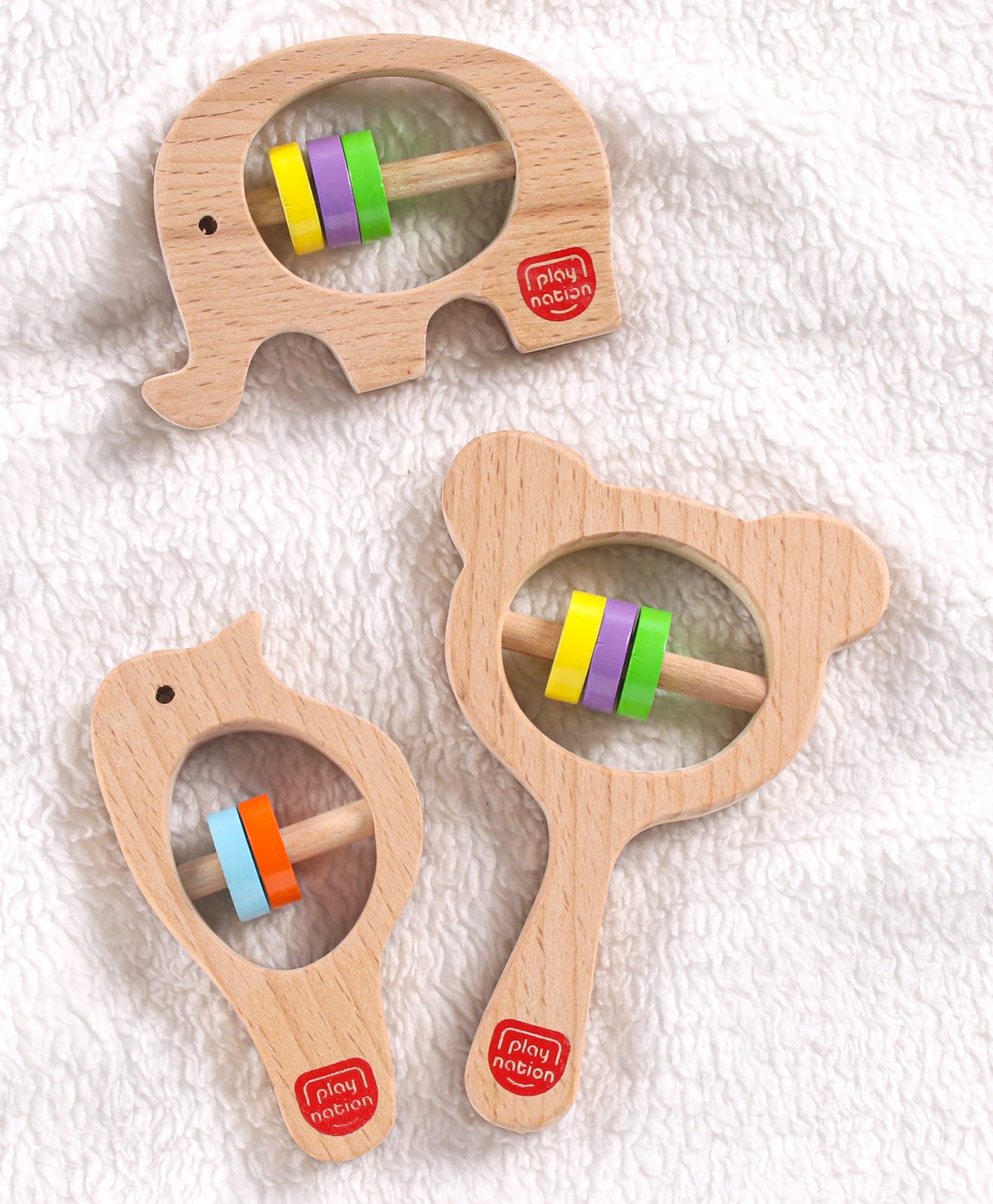 Play Nation Wooden Teething Rattle Pack of 3 - Brown-picture-15