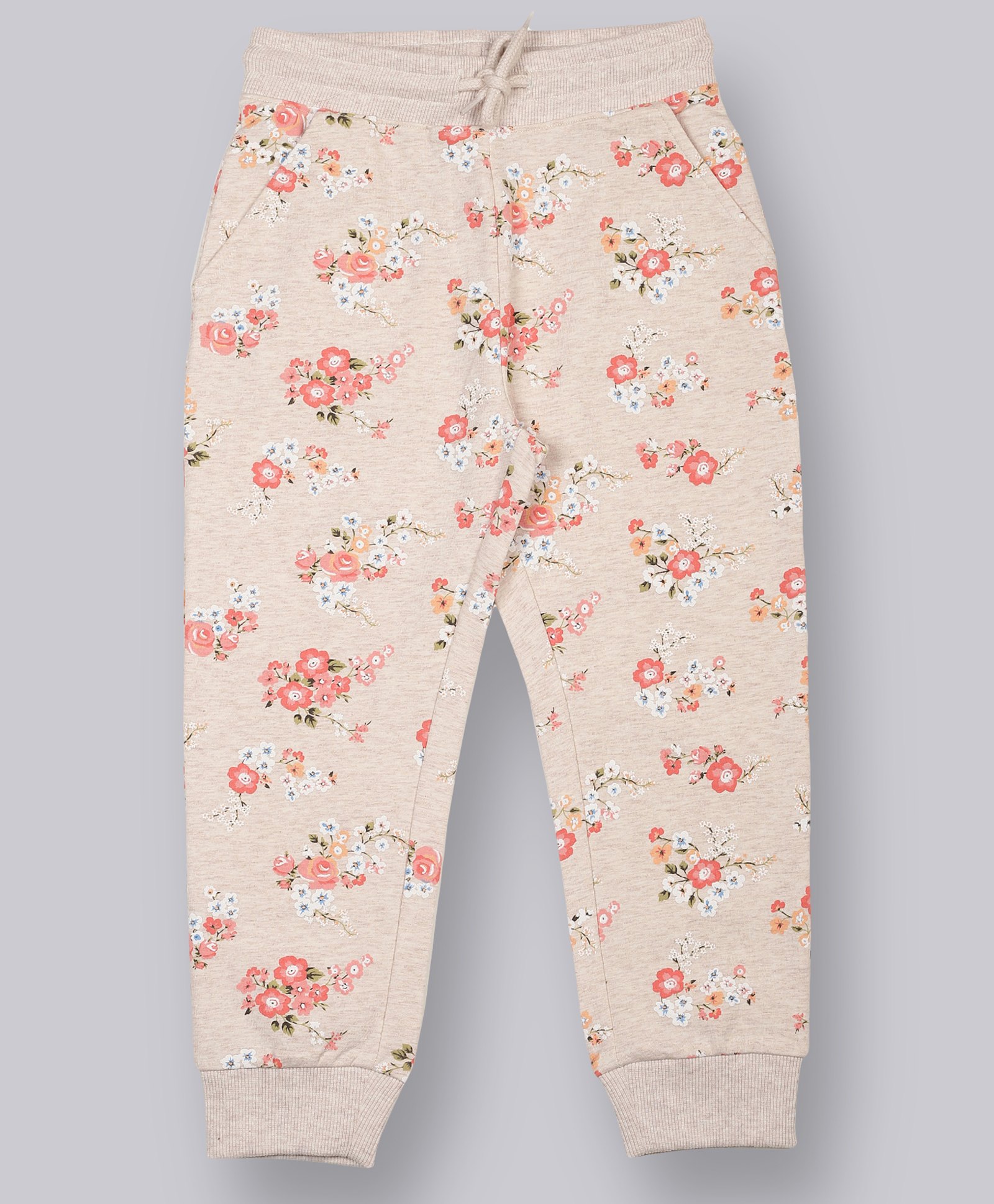 Plum Tree Cotton Floral Printed Joggers - Peach-picture-13