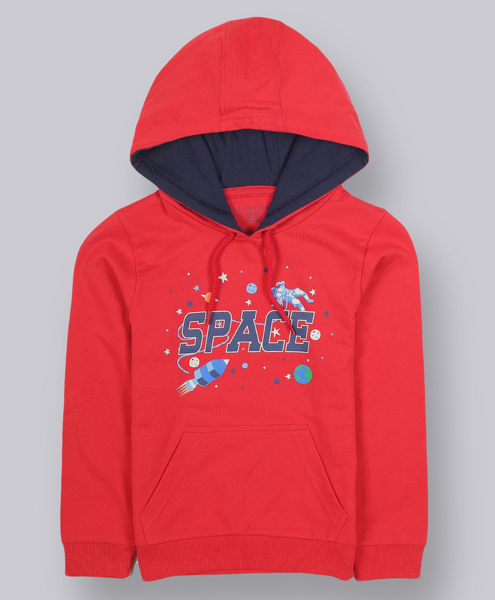 Plum Tree Full Sleeves Glow In Dark Printed Hooded Sweatshirt - Red-picture-31
