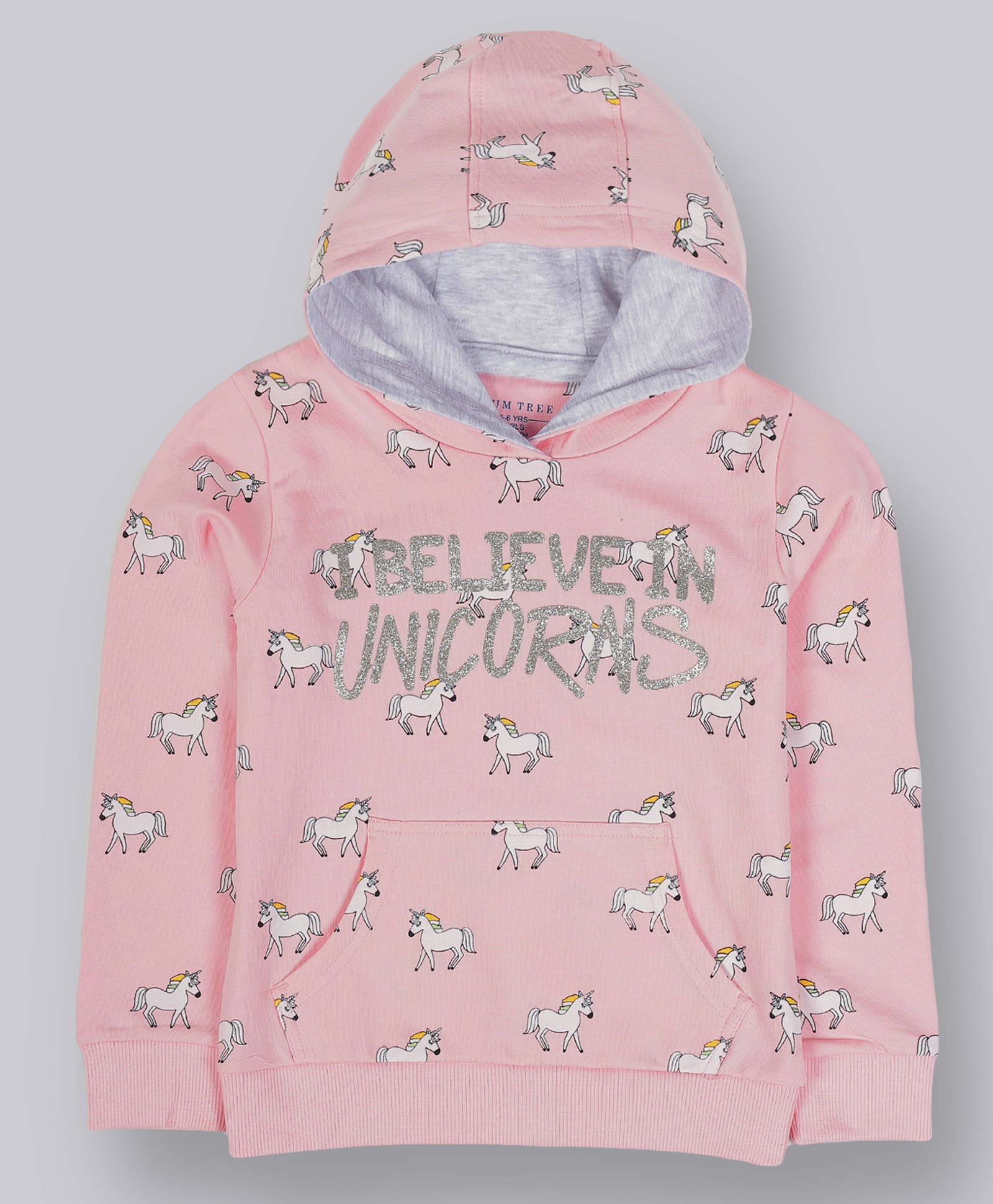 Plum Tree Cotton Full Sleeves Unicorns Printed Hooded Sweatshirt - Pink-image-20