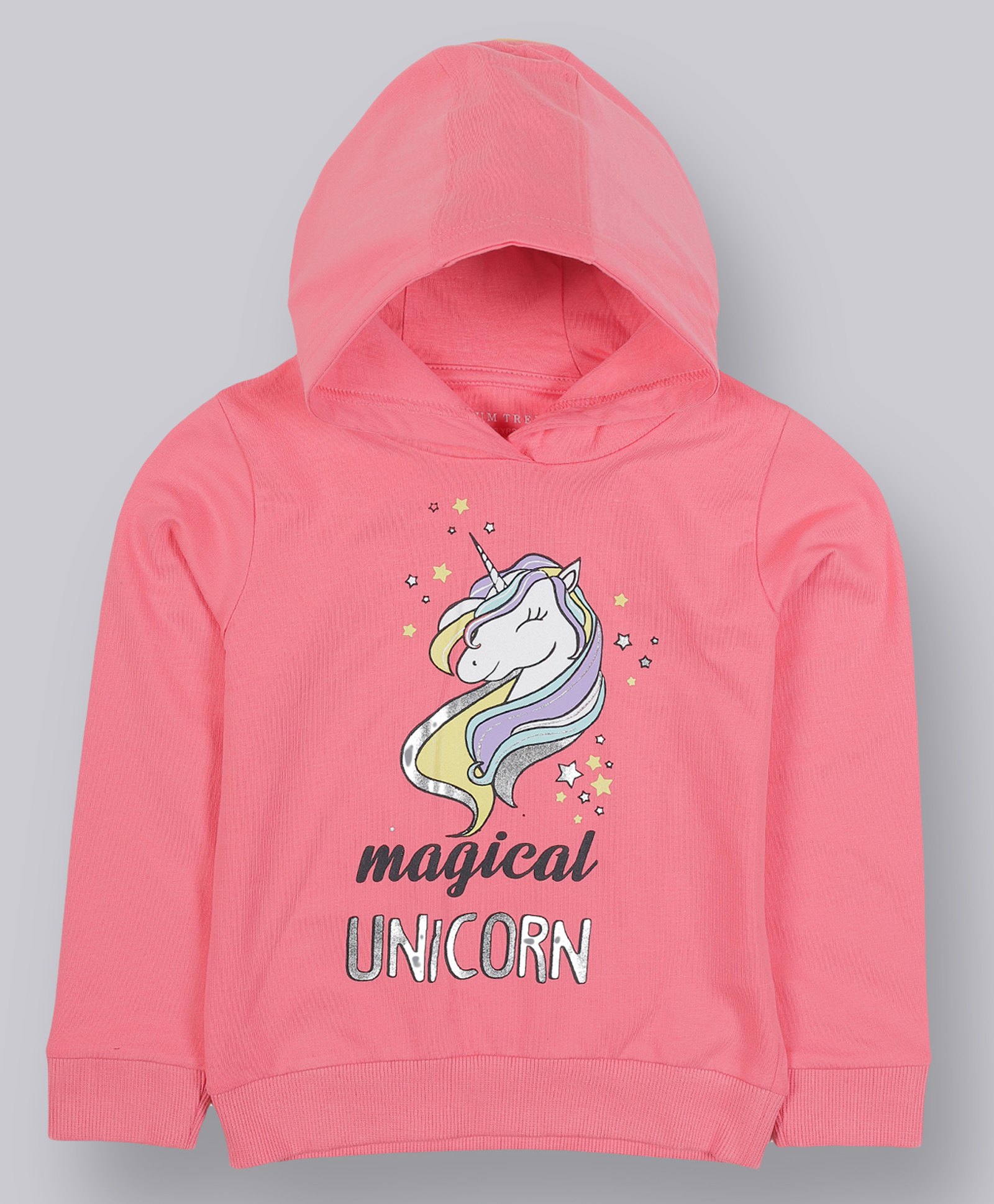 Plum Tree Cotton Full Sleeves Unicorn Printed Hooded Sweatshirt - Pink-picture-12