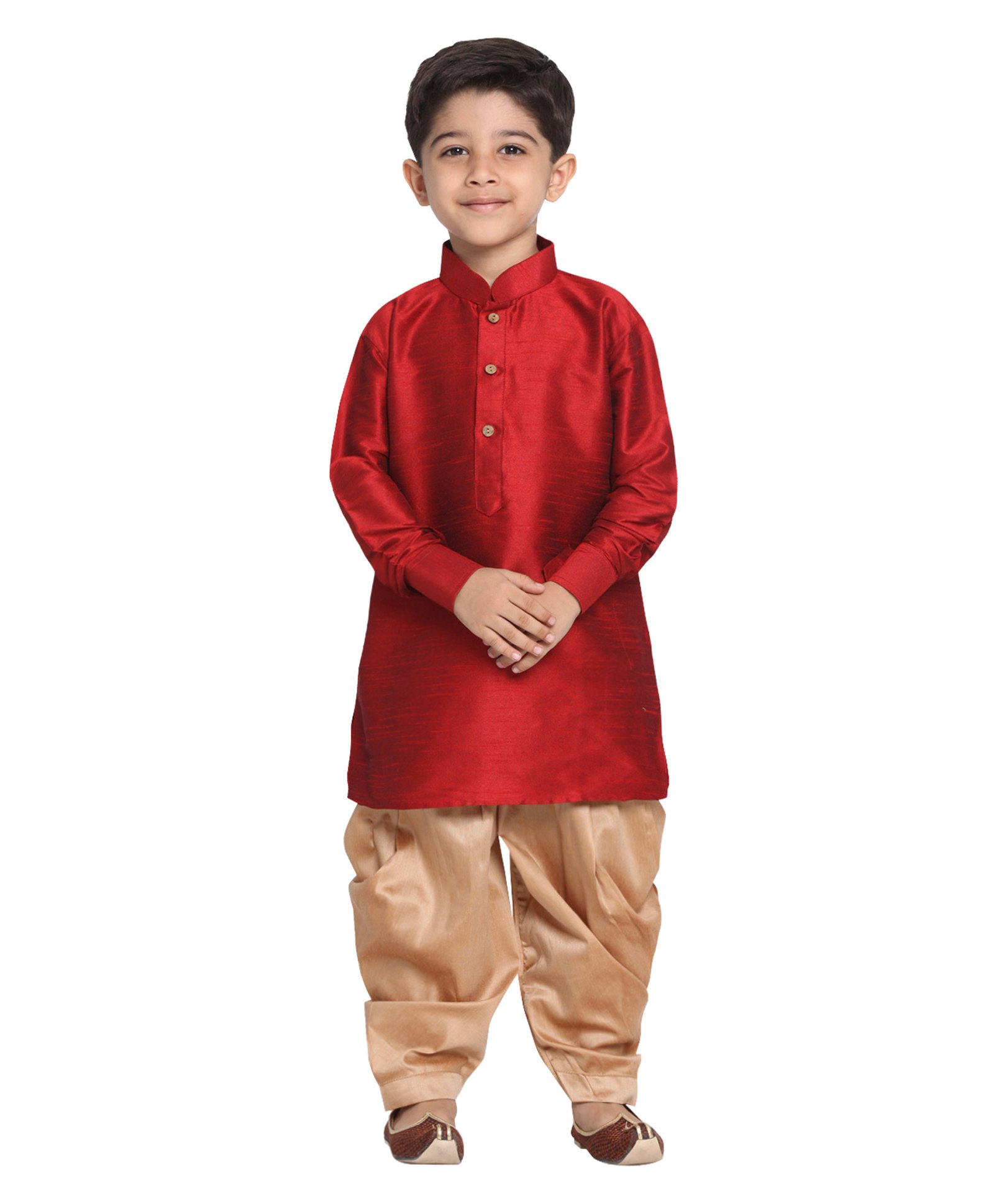 JBN Creation Full Sleeves Solid Kurta & Dhoti Set - Maroon & Gold-picture-13