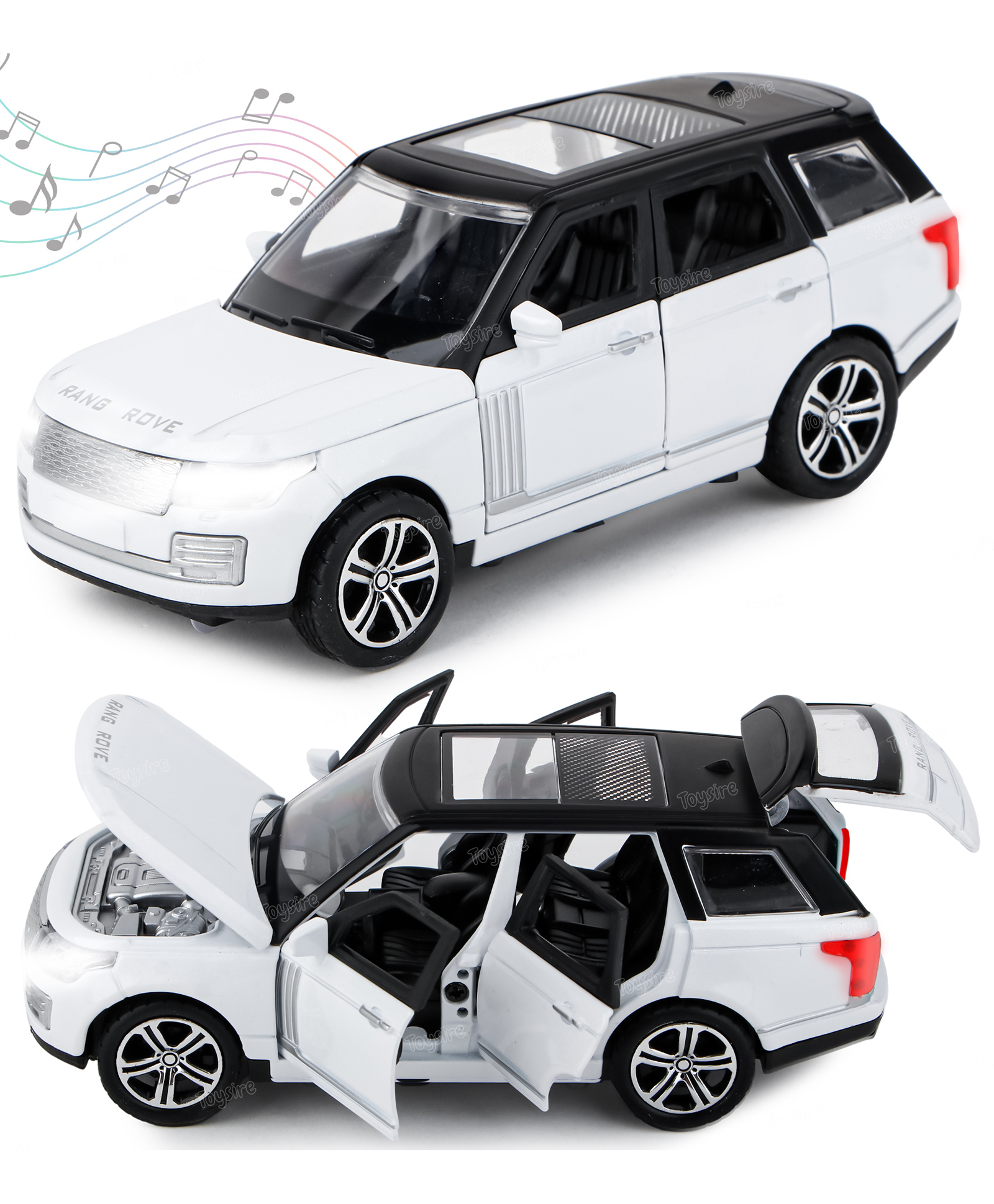 fiddlerz Toysire Die-Cast Model Car with Sound and Light Effects Pull-Back Toy Car with Realistic Design Openable Doors Durable Metal Body - White-picture-21