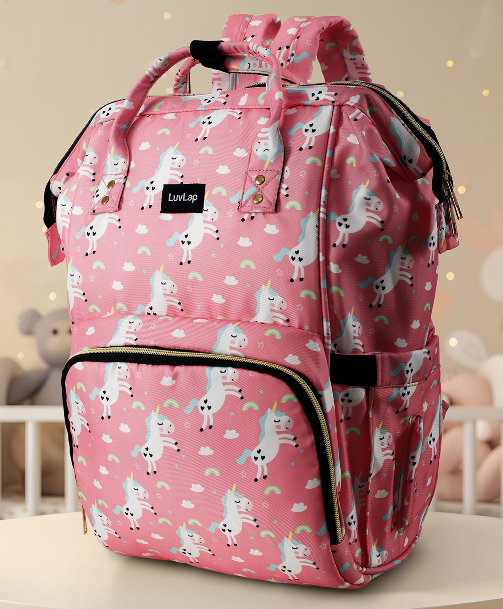 luvlap Luv Lap Lily Travel Multifunctional Waterproof Diaper Bag-backpack Cum Tote Bag - Pink-picture-41