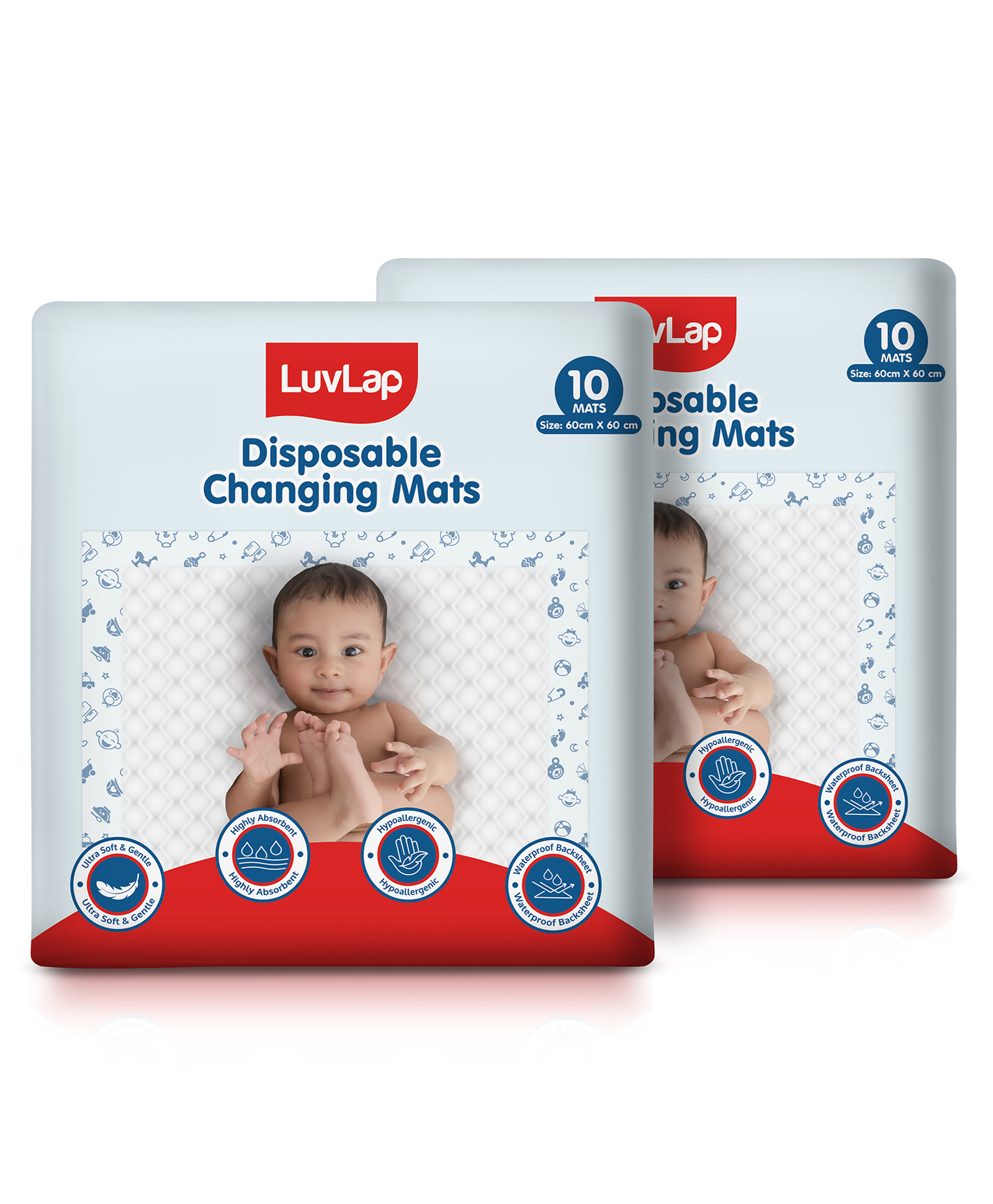luvlap Luv Lap Disposable Baby Underpad cum Changing Mats Pack of 2 - White-picture-35