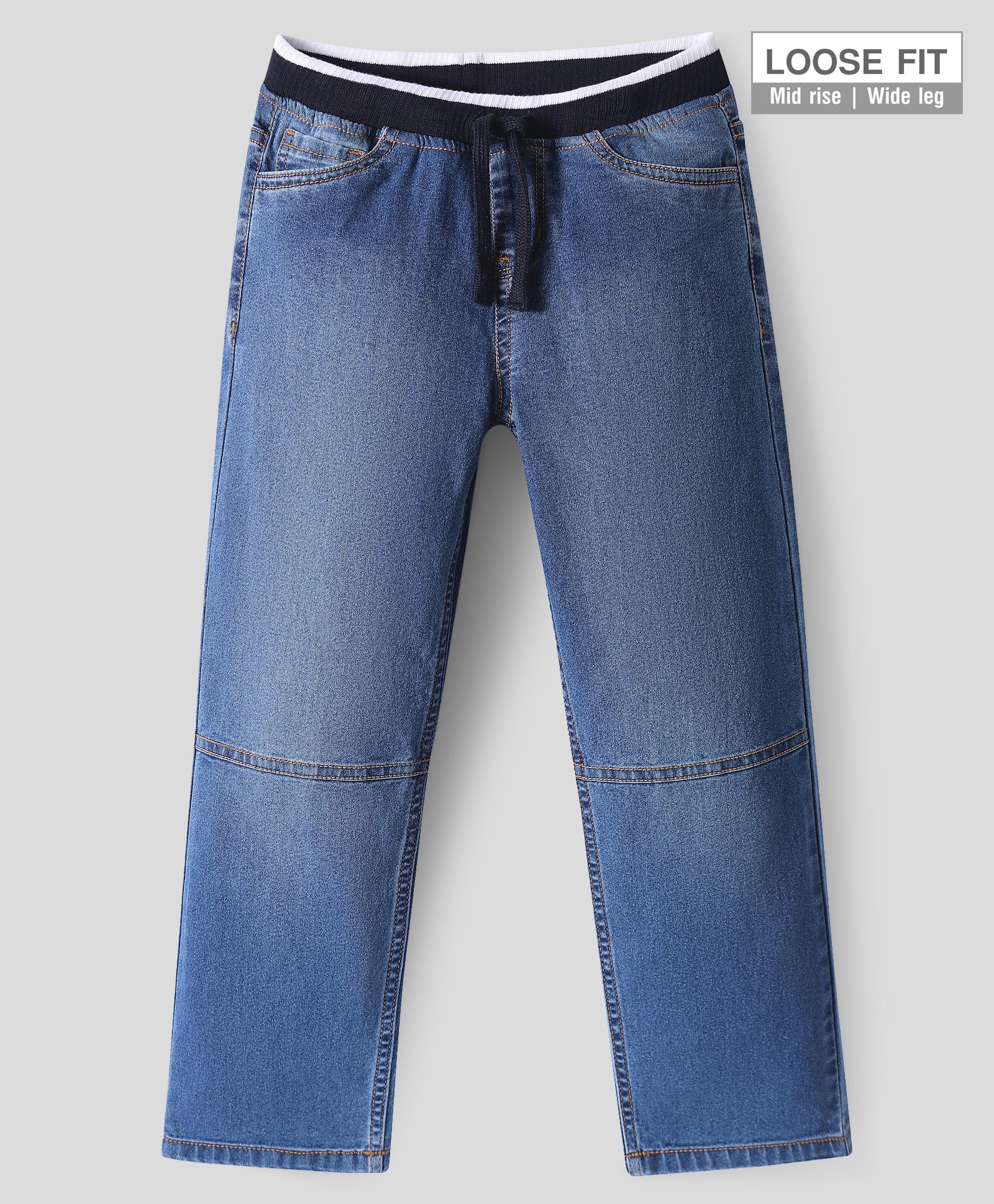 Pine Kids Full Length Solid Color Denim Jeans - Blue-picture-18