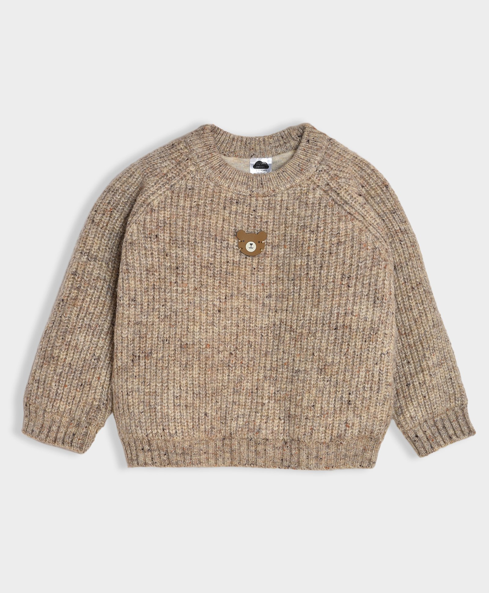 Mi Arcus Full Sleeves Bear Applique Detailed Sweater - Beige-picture-28