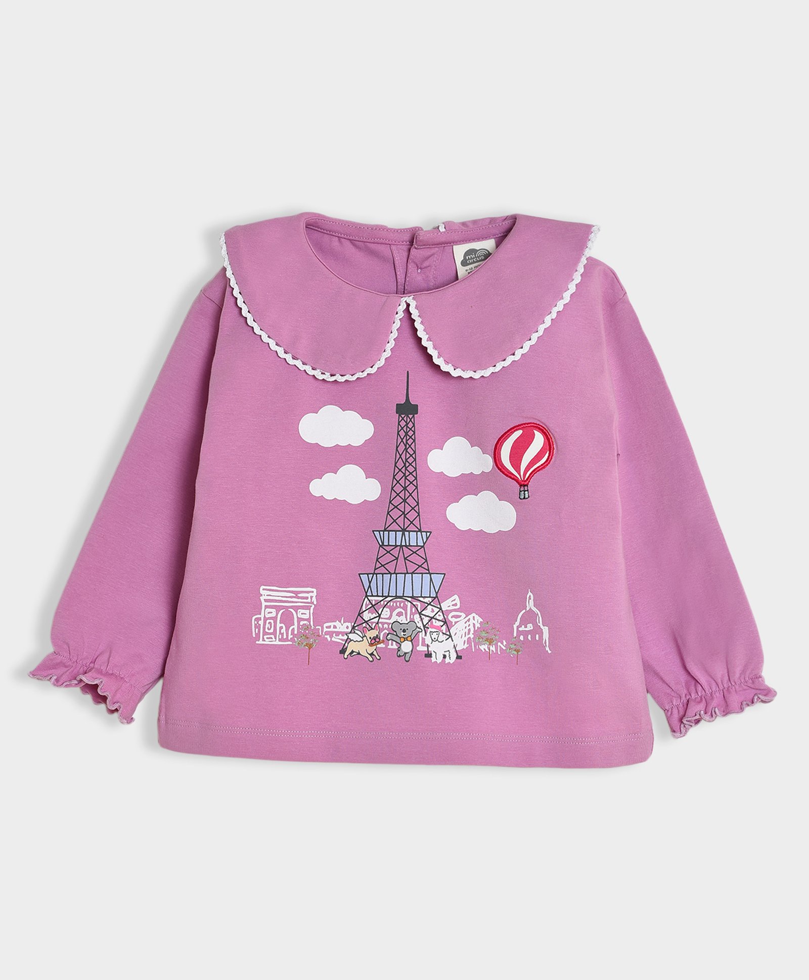 Mi Arcus Full Sleeves Clouds Printed Top - Mauve-image-42