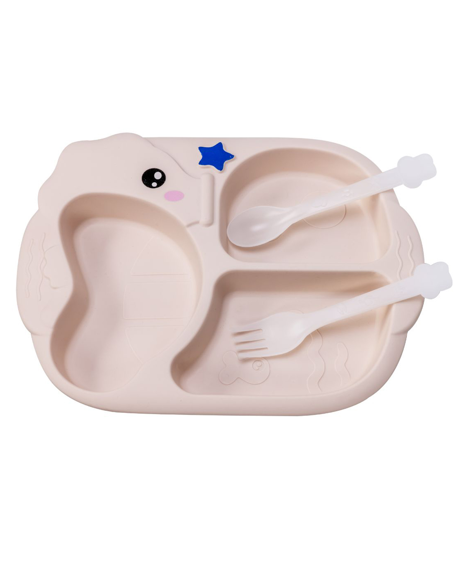 Adore Sea Horse - Plastic feeding plate with Spoon & Fork- Cream-image-19