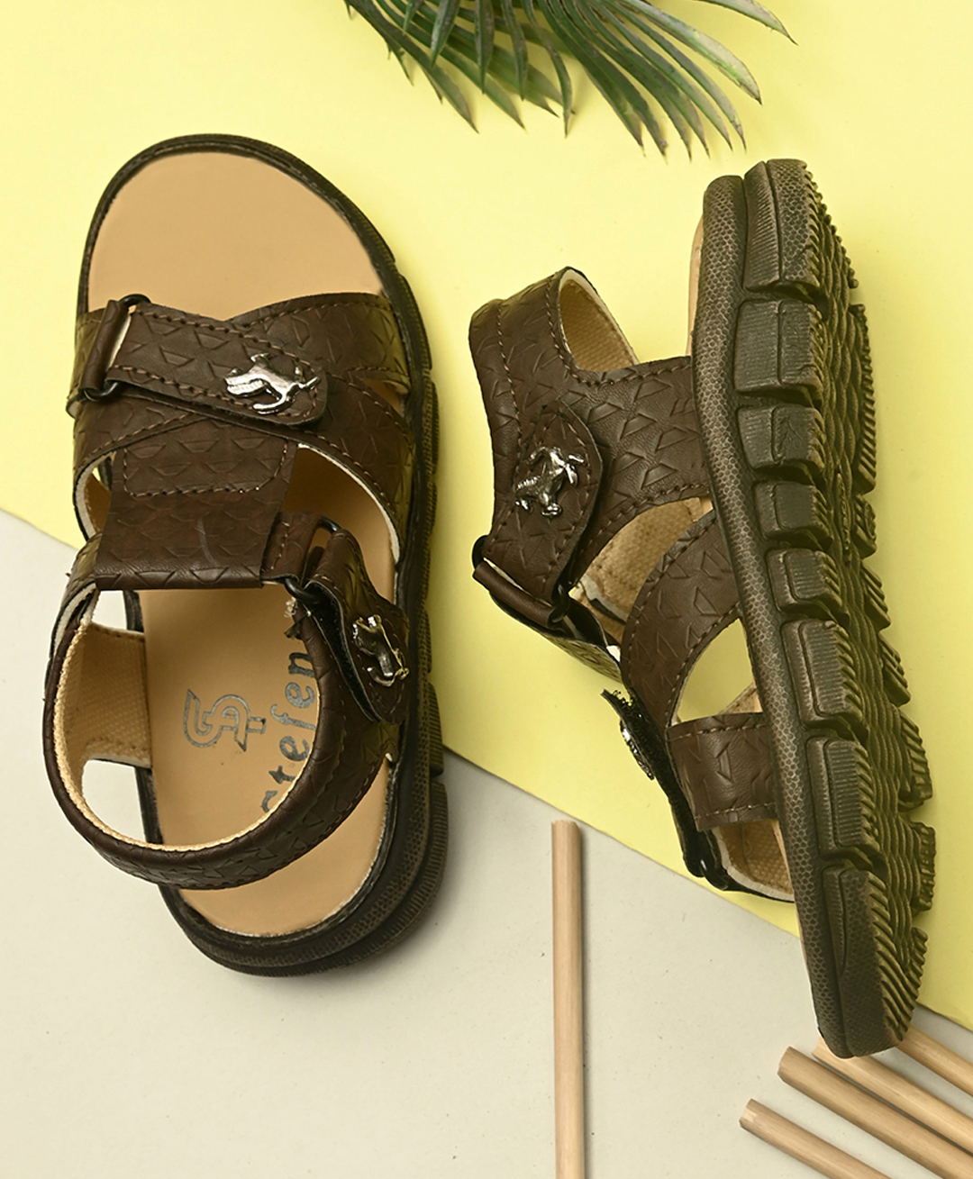 Stefens Self Designed Horse Applique Sandals - Brown-image-17