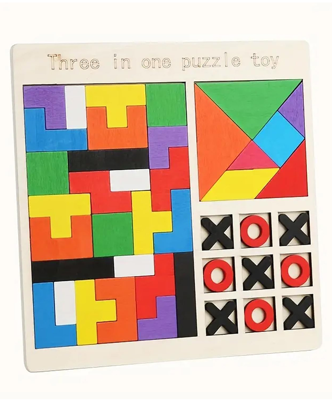 AKN TOYS Wooden 3 in 1 Learning & Educational Magnetic Tangrams, Tetris and Rainbow Bridge Pattern Blocks Puzzle Sorter Kids Toy (COLOR MAY VARY)-image-8