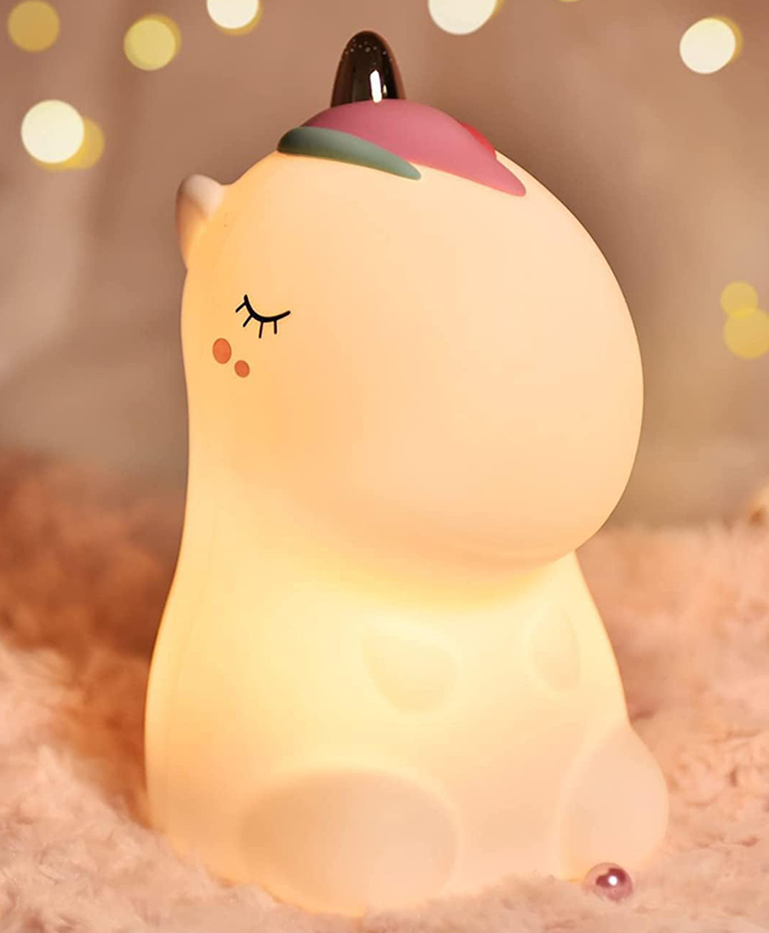 AKN TOYS Silicone Unicorn Night Light Rechargeable Led Lamp With 7-Color Breathing Modes, Touch Sensor Control- Perfect Decoration For Kids Bedroom Decor, For Gifts For Baby, Children, Teal(COLOR MAY VARY)-picture-18