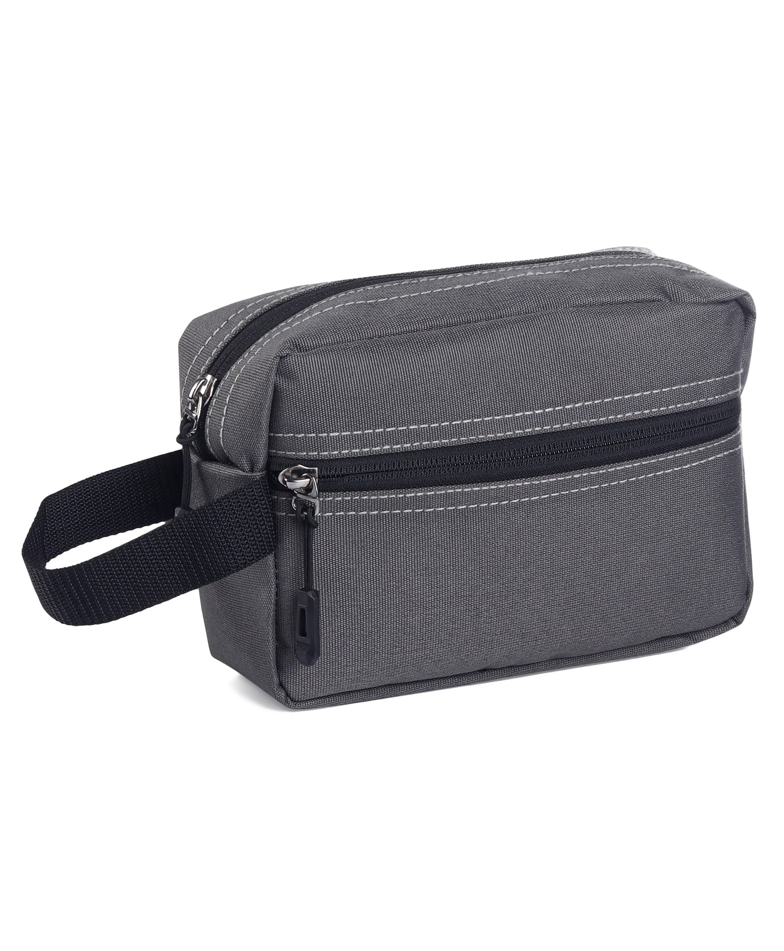 fab n funky Solid Colour Multipurpose Travel Pouch With Two Compartments- Grey-picture-15