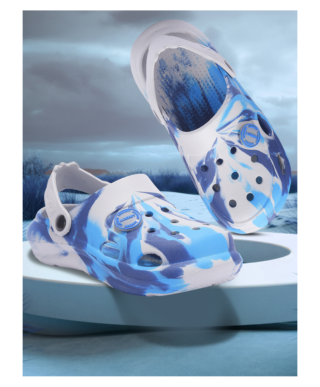 LIBERTY Marble Designed Perforated Clogs - Navy Blue-image-48