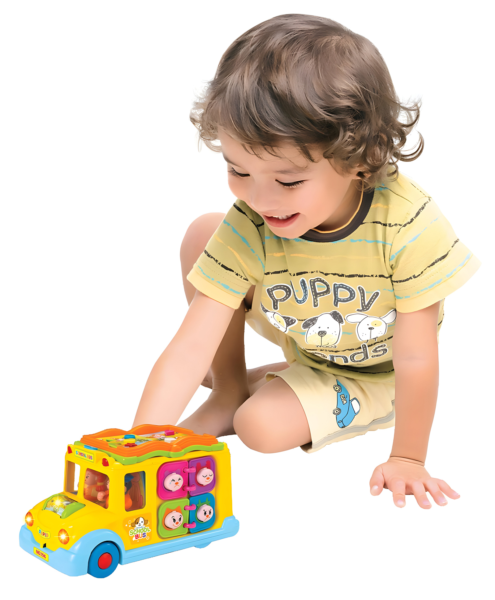 NEGOCIO Educational Musical Yellow School Bus Bump and Go, Headlights, Music and Games-PACK OF 1-COLOR MAY VARY-image-27