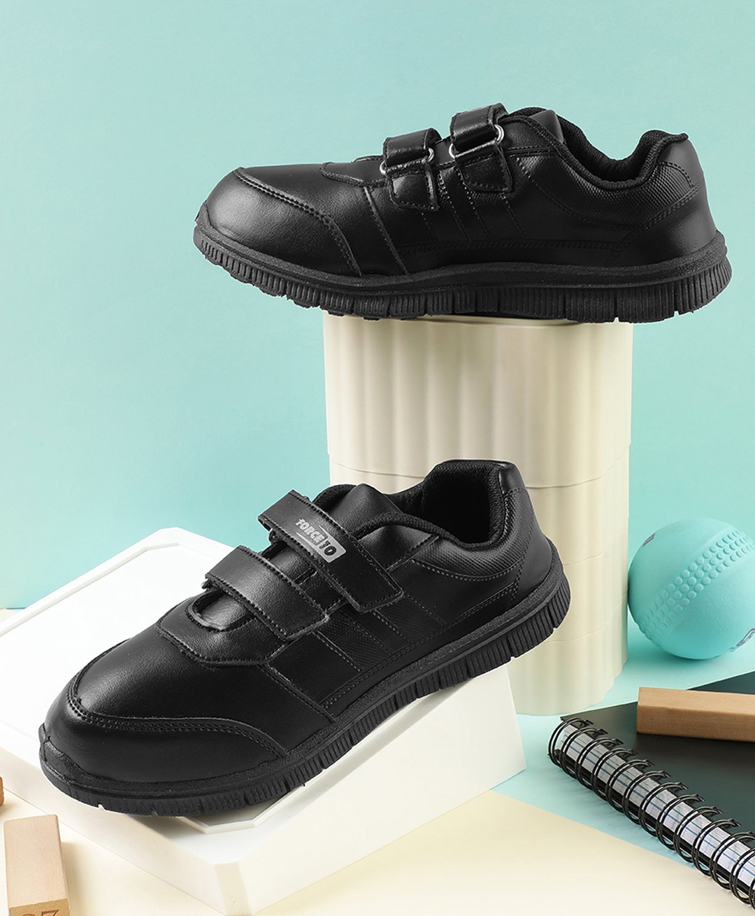 LIBERTY Solid Double Velcro Closure School Shoes - Black-picture-15