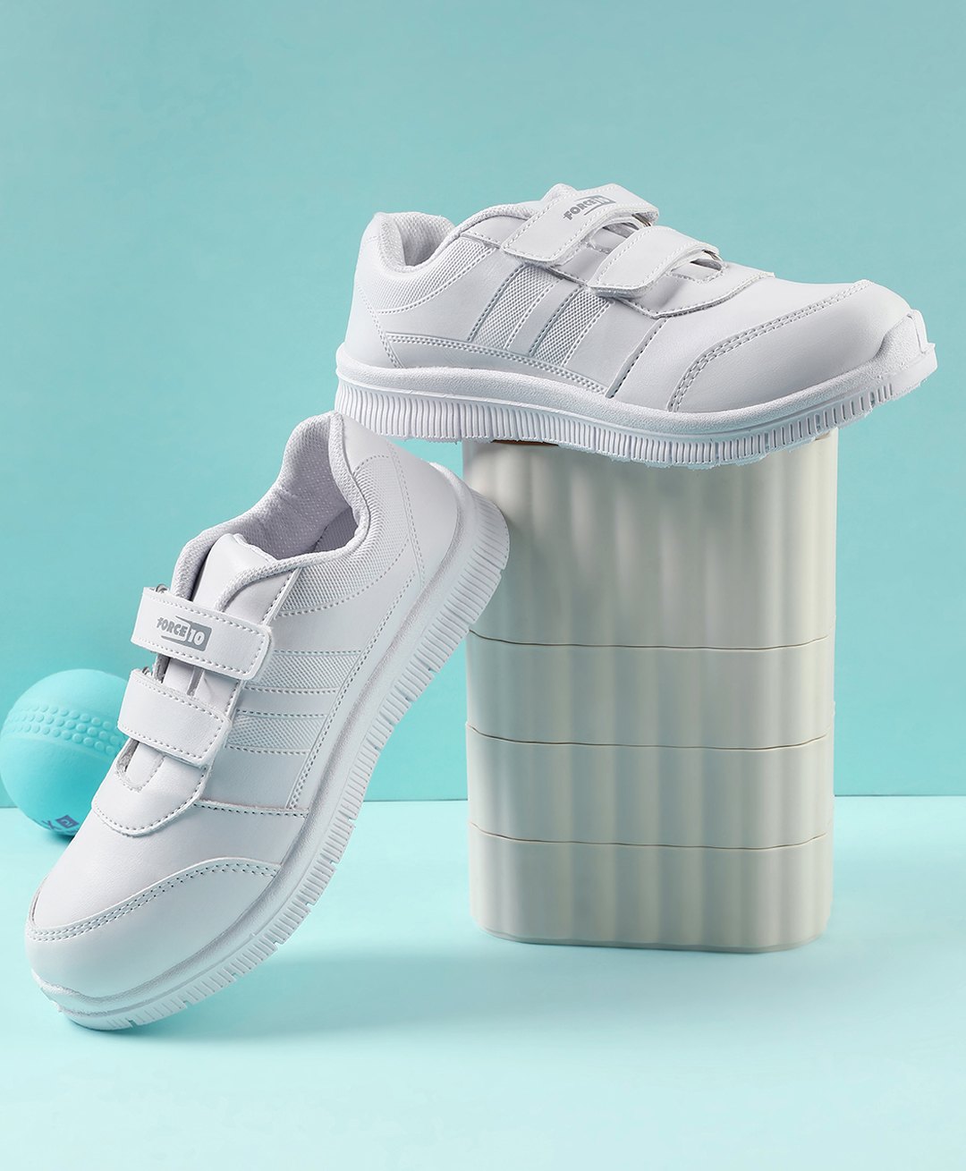 LIBERTY Solid Double Velcro Closure School Shoes - White-image-43