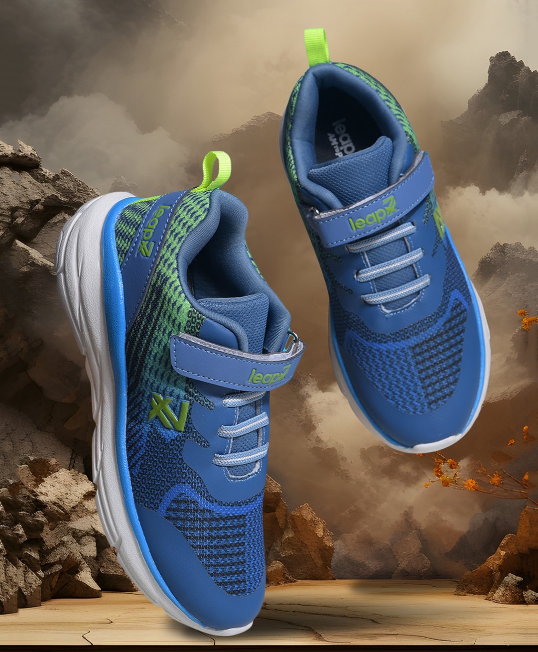 LIBERTY Mesh & Abstract Detailed Velcro Closure Sports Shoes - Blue-picture-20