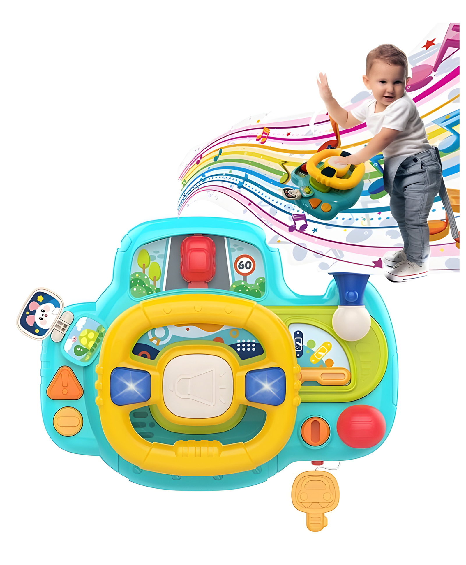 NEGOCIO Steering Wheel Toy for Boys Girls, My First Driving Toy Simulation Driving Function Turn Signals Horn and Music for Stroller Toy-PACK OF 1-COLOR MAY VARY-image-33