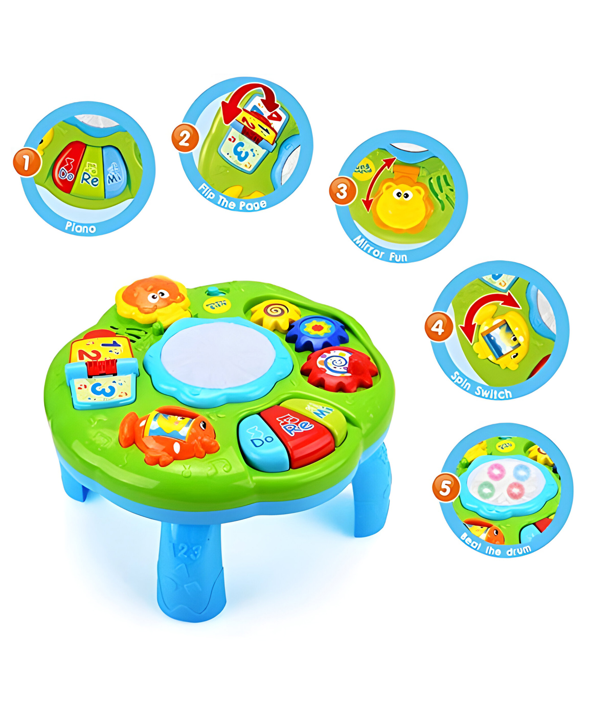 NEGOCIO Musical Activity Table for 1 Year Old Boys Girls Gifts Toddler Infant Exclusive Collection of Basic Kids Ball Roll Shapes sorters Many More-PACK O F1-COLOR MAY VARY-image-10