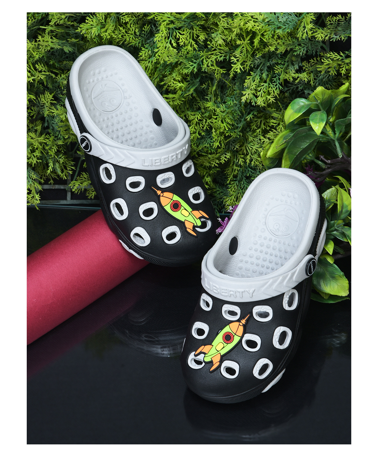 LIBERTY Rocket Designed Perforated Clogs - Black-image-27