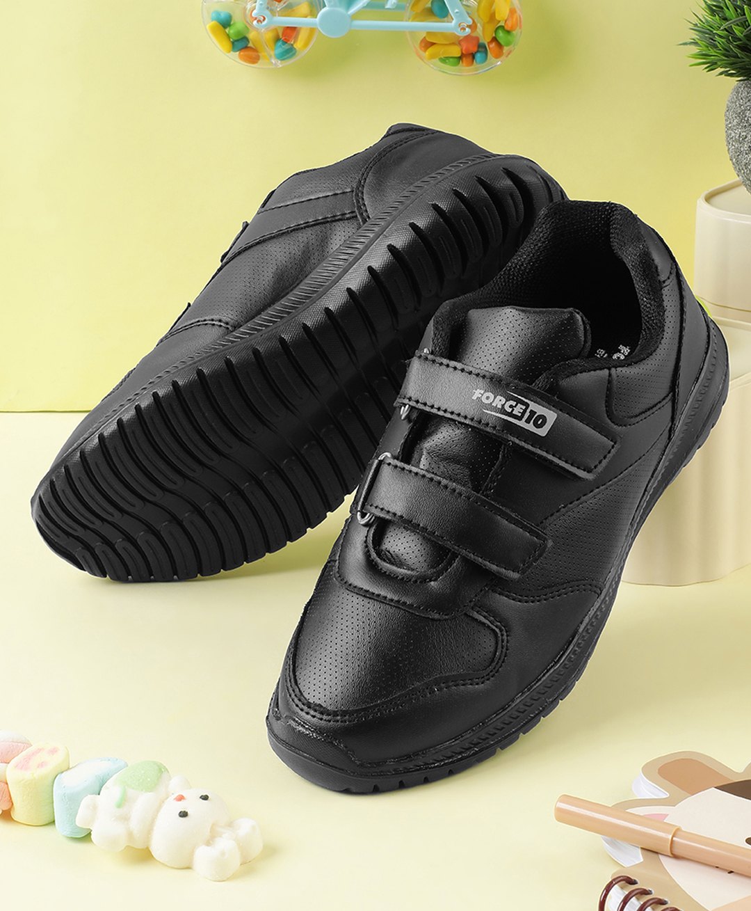 LIBERTY Force10 Velcro Closure School Shoes - Black