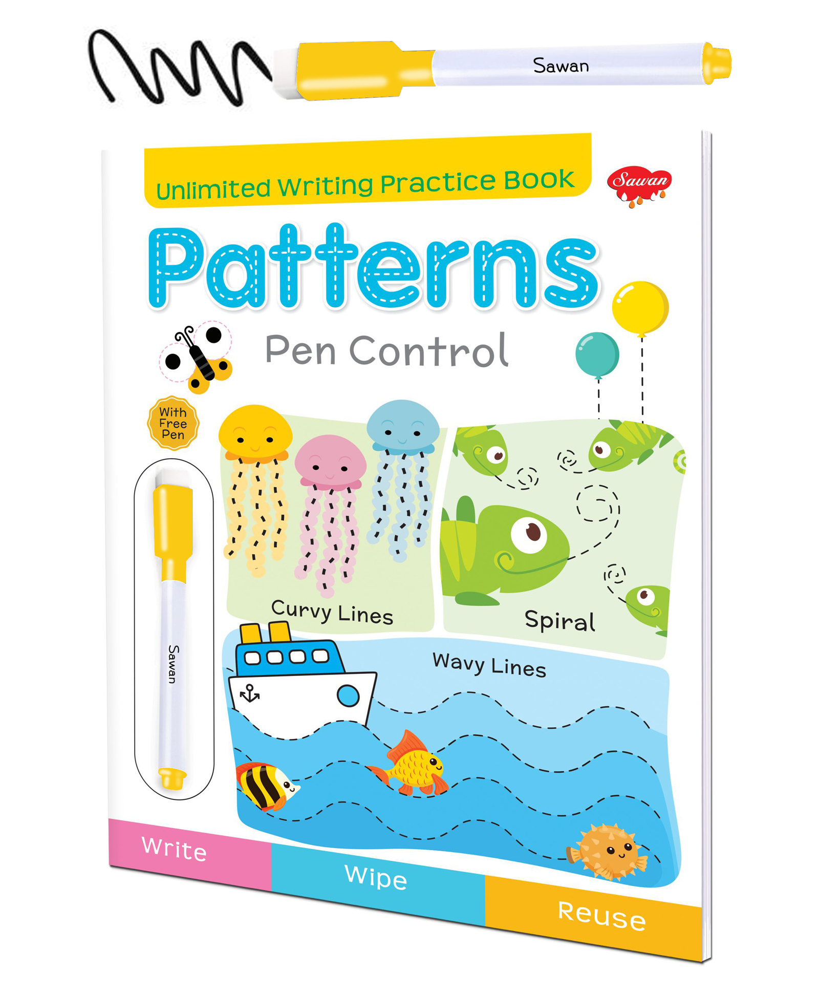 Reusable Wipe and Clean Book Patterns Pen Control - English-image-24