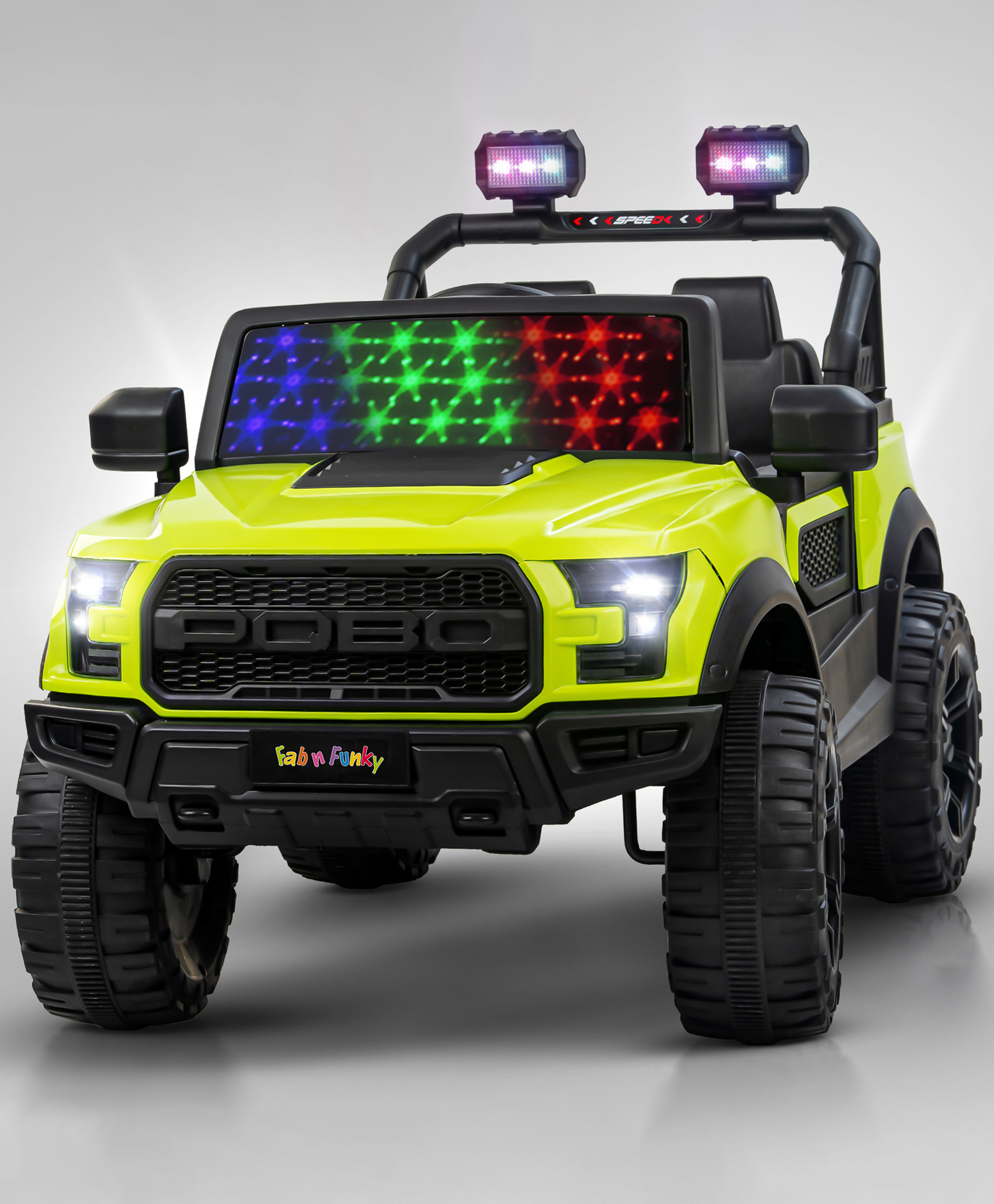 Pobo Ride On Battery Operated Jeep With Music And Lights - Green-image-29