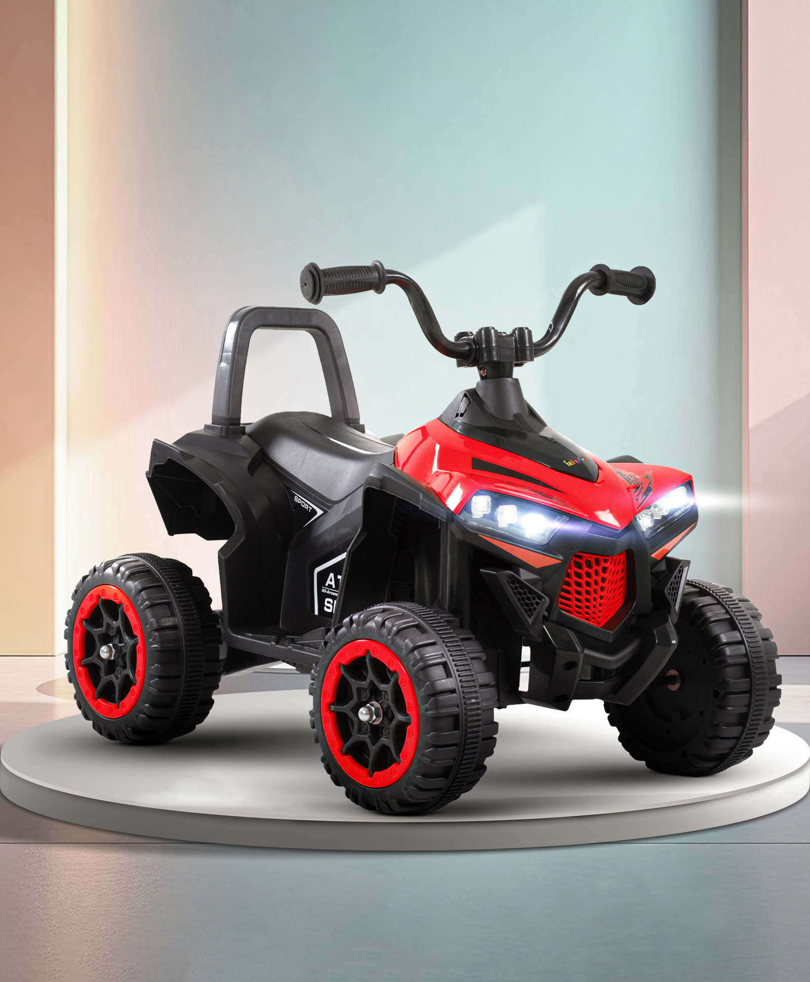 Kids Battery Operated Ride On ATV with Music & Lights - Red & Black-image-30