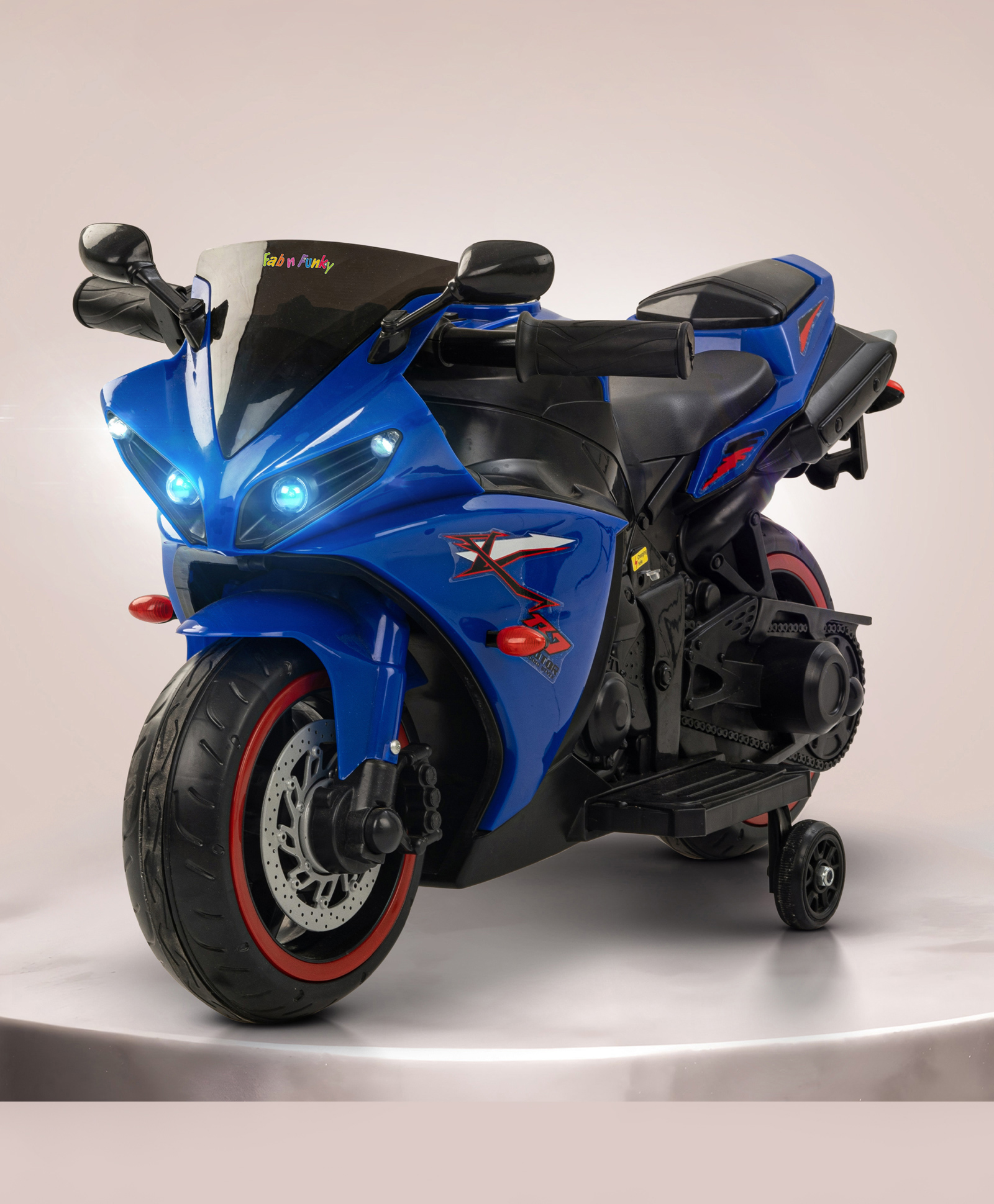 R7 Rechargeable Battery Operated Electric Ride On Bike With LED Lights USB Port & Music - Blue-image-46