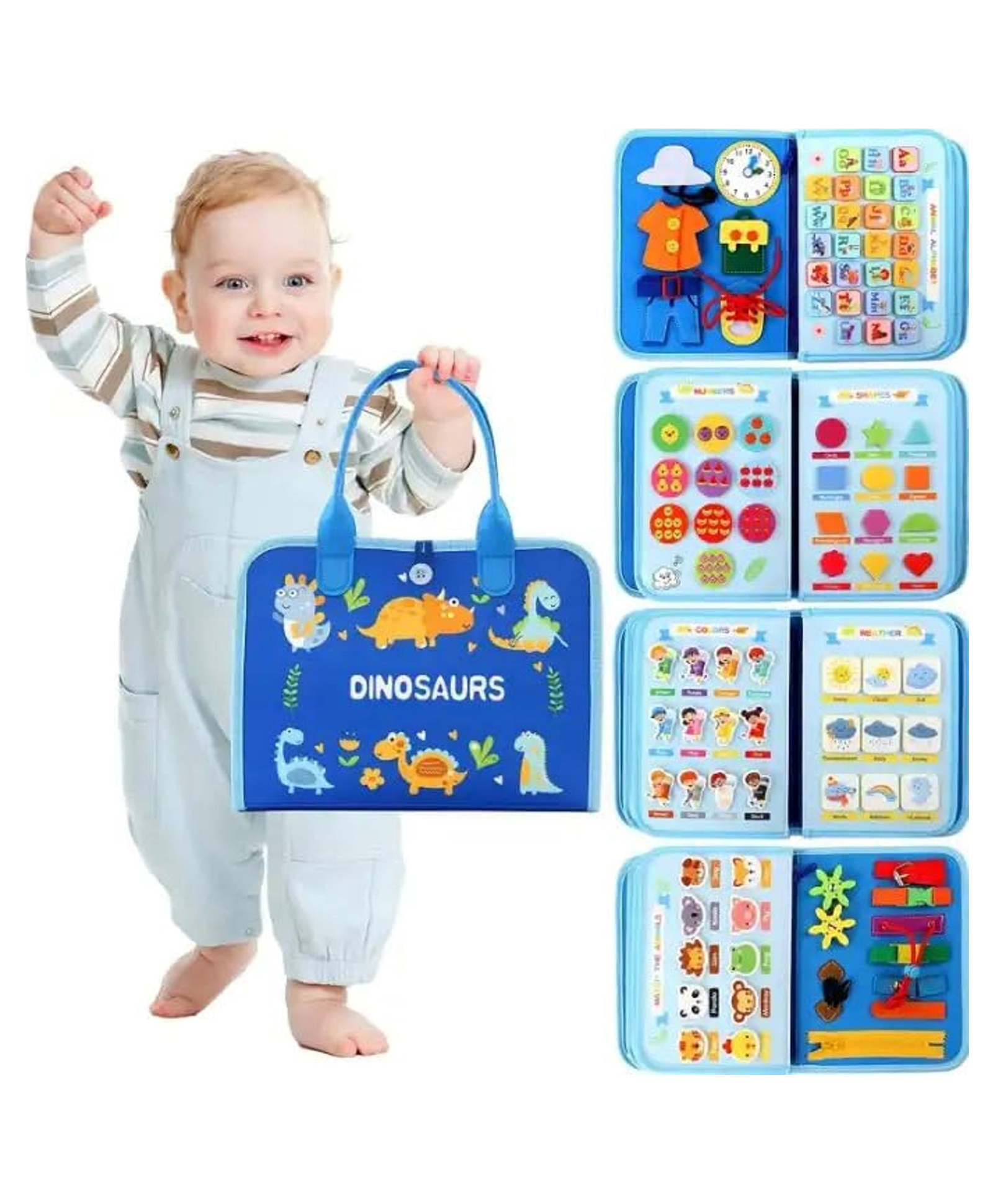 KolorFish 2 PCS Soft Cloth Baby Books | High Contrast Sensory Baby Toy | Touch Feel Teething | Travel Essentials Tummy Time (Ocean & Jungly Animals) Pack of 1 - English-image-22