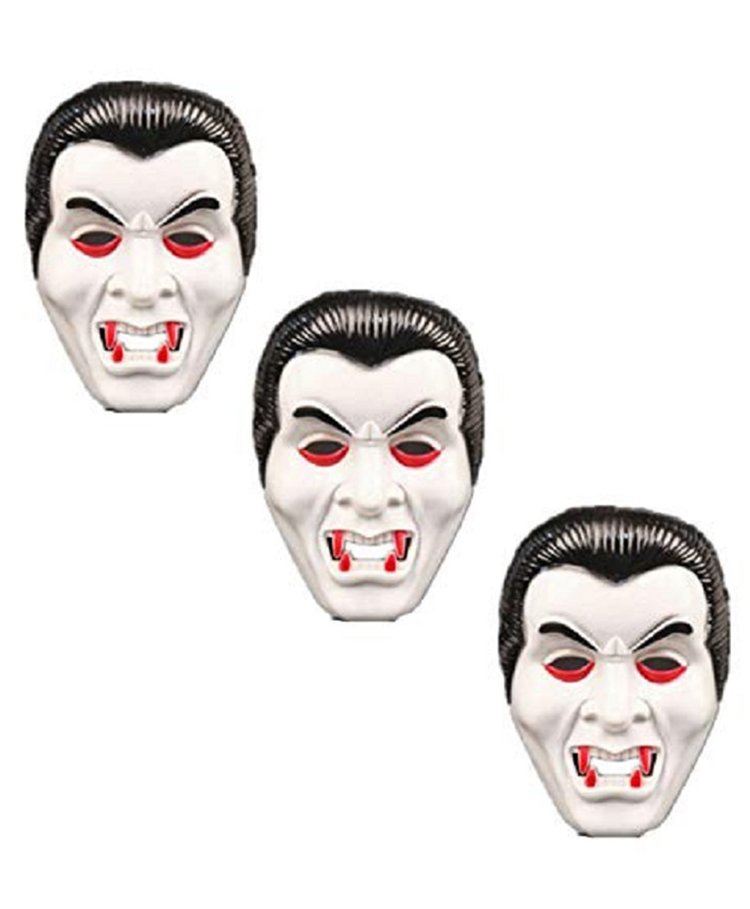 Kaku Fancy Dresses Set Of 3 Halloween Theme Dracula Masks - Multi Colour-image-14