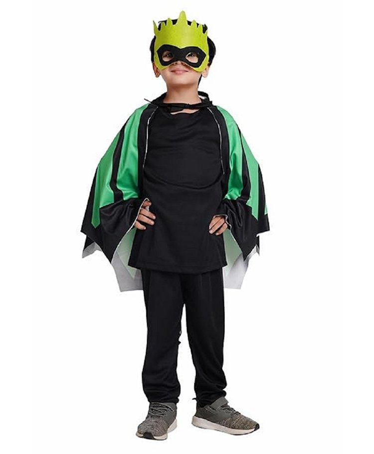 Kaku Fancy Dresses Halloween Theme Dragon Wings & Mask - Green-picture-13