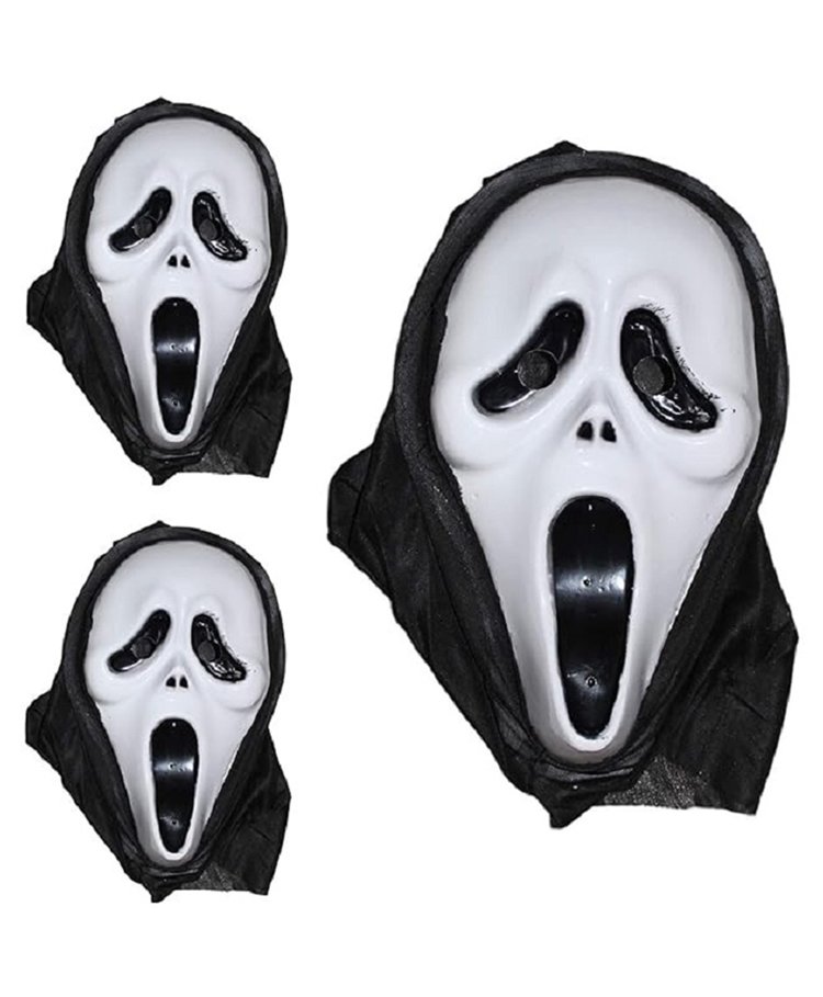 Kaku Fancy Dresses Set Of 3 Halloween Theme Horror Face Ghost Masks - Multi Colour-image-12