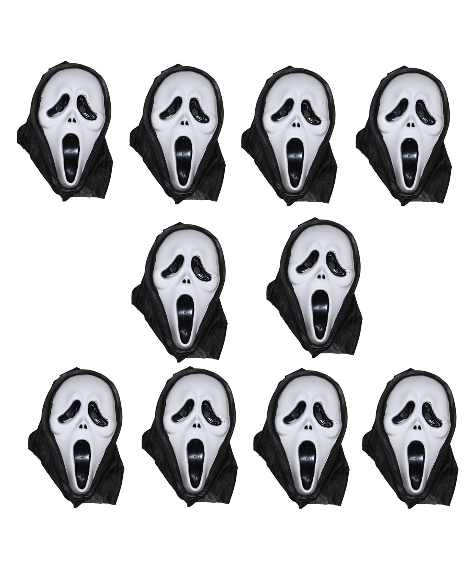 Kaku Fancy Dresses Set Of 10 Halloween Theme Horror Face Ghost Masks - Multi Colour-image-11