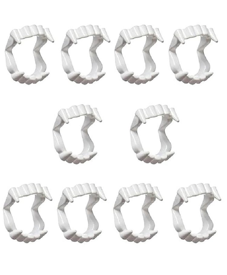 Kaku Fancy Dresses Set Of 10 Halloween Theme Fake Vampire Teeth - White-image-5