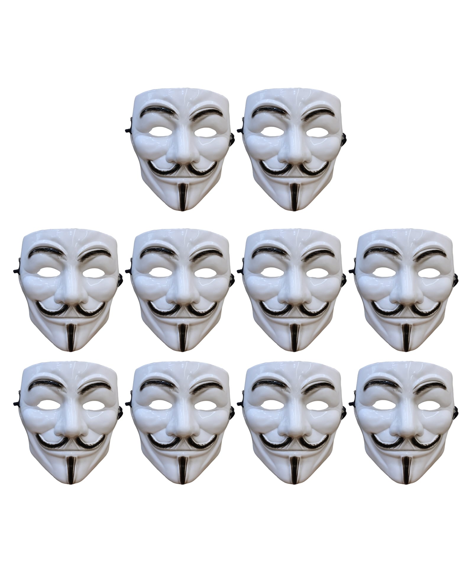 Kaku Fancy Dresses Vendetta Face Mask Pack Of 10 For Kids, Hacker Face For Cosplay Party, Halloween Costume Accessory Includes 10 Mask - White