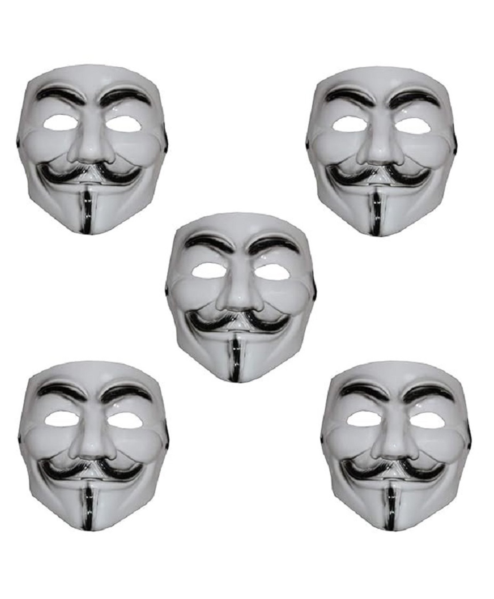 Kaku Fancy Dresses Vendetta Face Mask Pack Of 5 For Kids, Hacker Face For Cosplay Party, Halloween Costume Accessory Includes 5 Mask - White-image-5