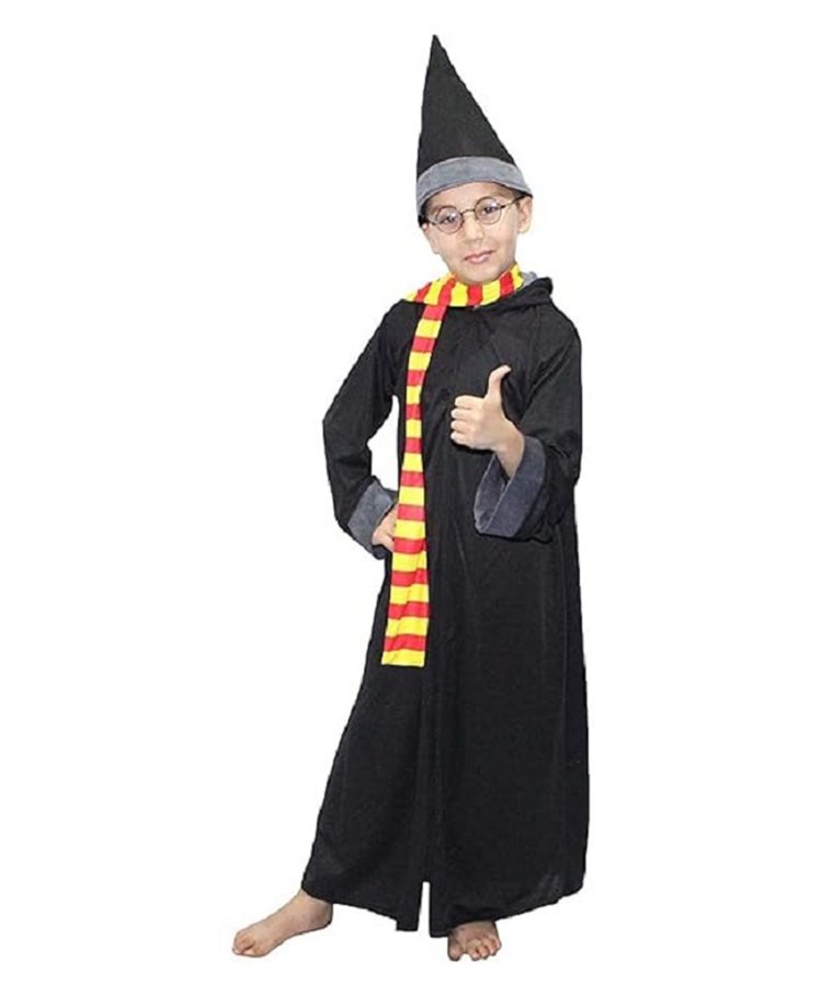 Kaku Fancy Dresses Halloween Theme Magician Costume Set - Black-image-17