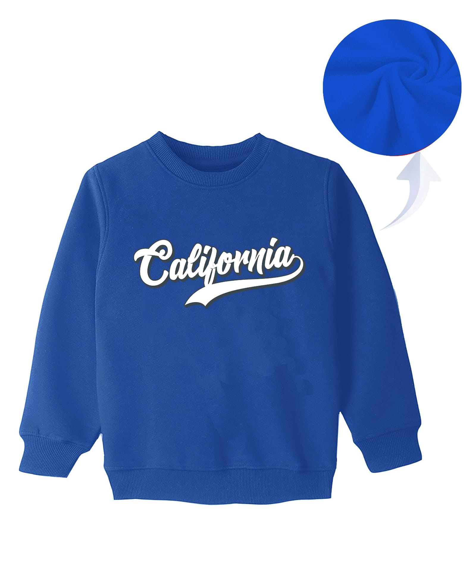 KAVEE Fleece Knit Full Sleeves California Text Printed - Royal Blue-picture-23