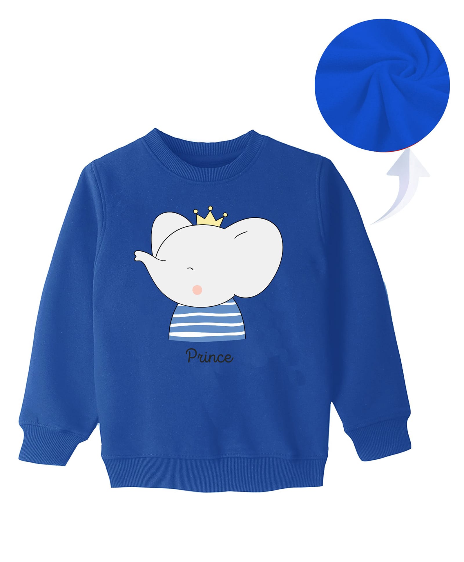 KAVEE Fleece Knit Full Sleeves Elephant Printed Sweatshirt - Royal Blue-picture-19