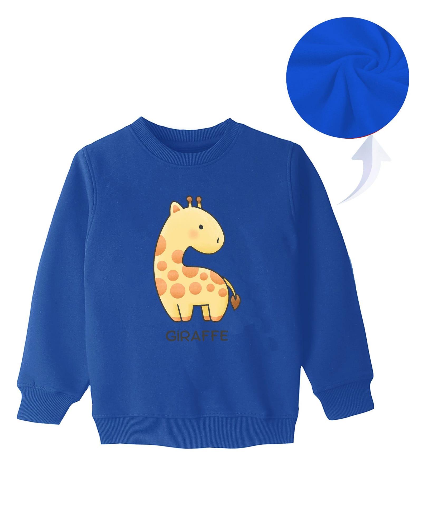 KAVEE Fleece Knit Full Sleeves Giraffe Printed Sweatshirt - Royal Blue-picture-18