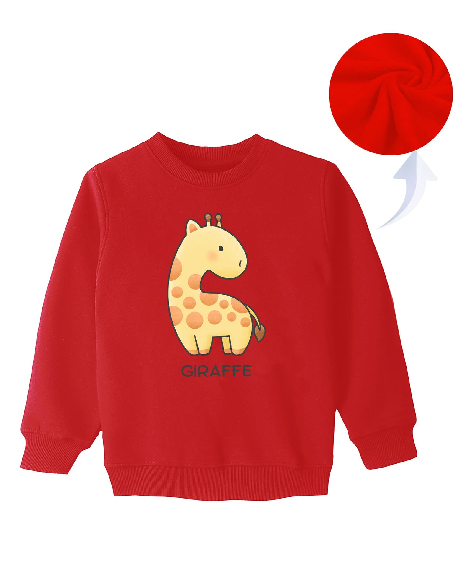 KAVEE Fleece Knit Full Sleeves Giraffe Printed Sweatshirt - Red-image-6