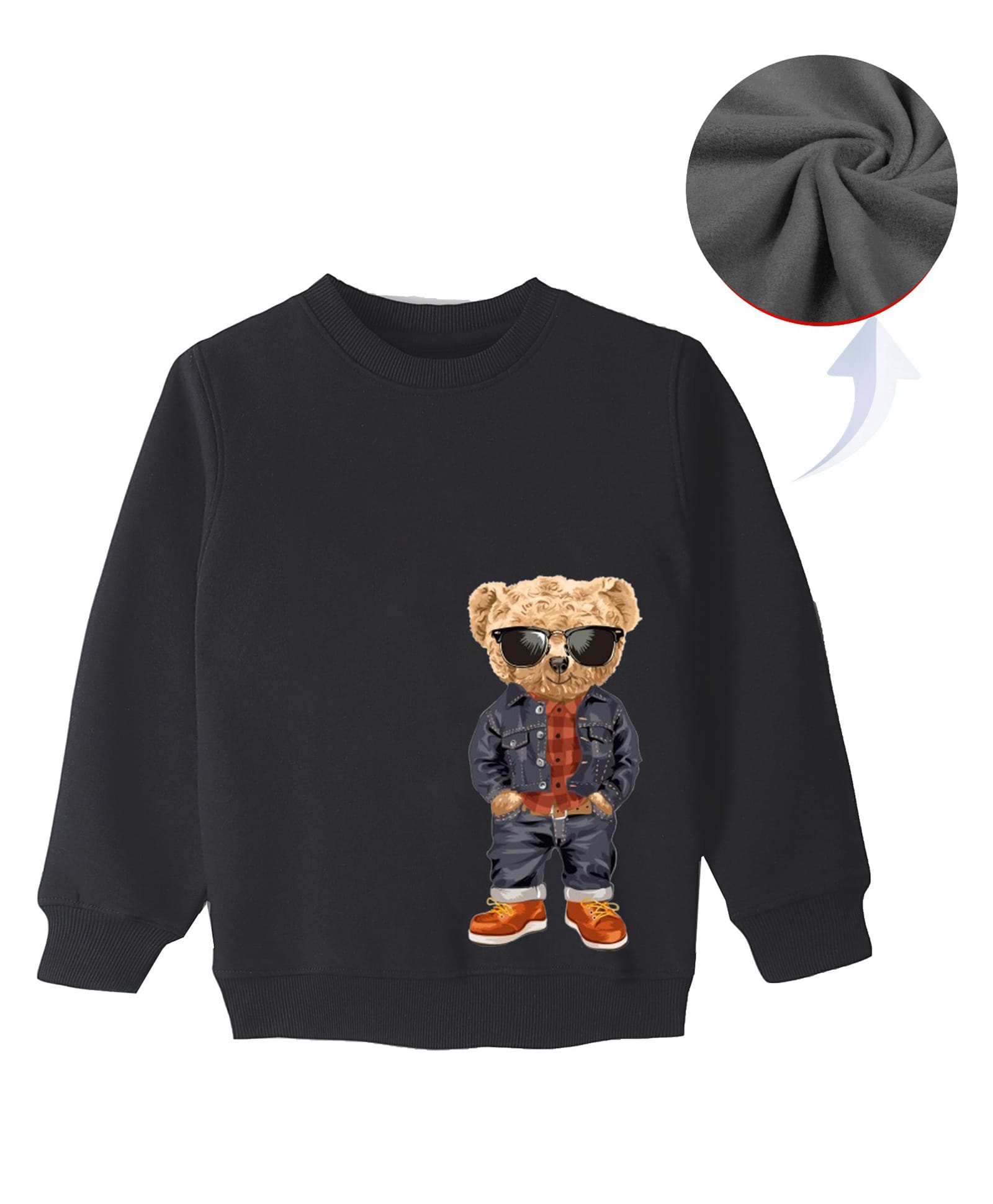 KAVEE Full Sleeves Teddy Bear Printed Sweatshirt - Black-picture-22